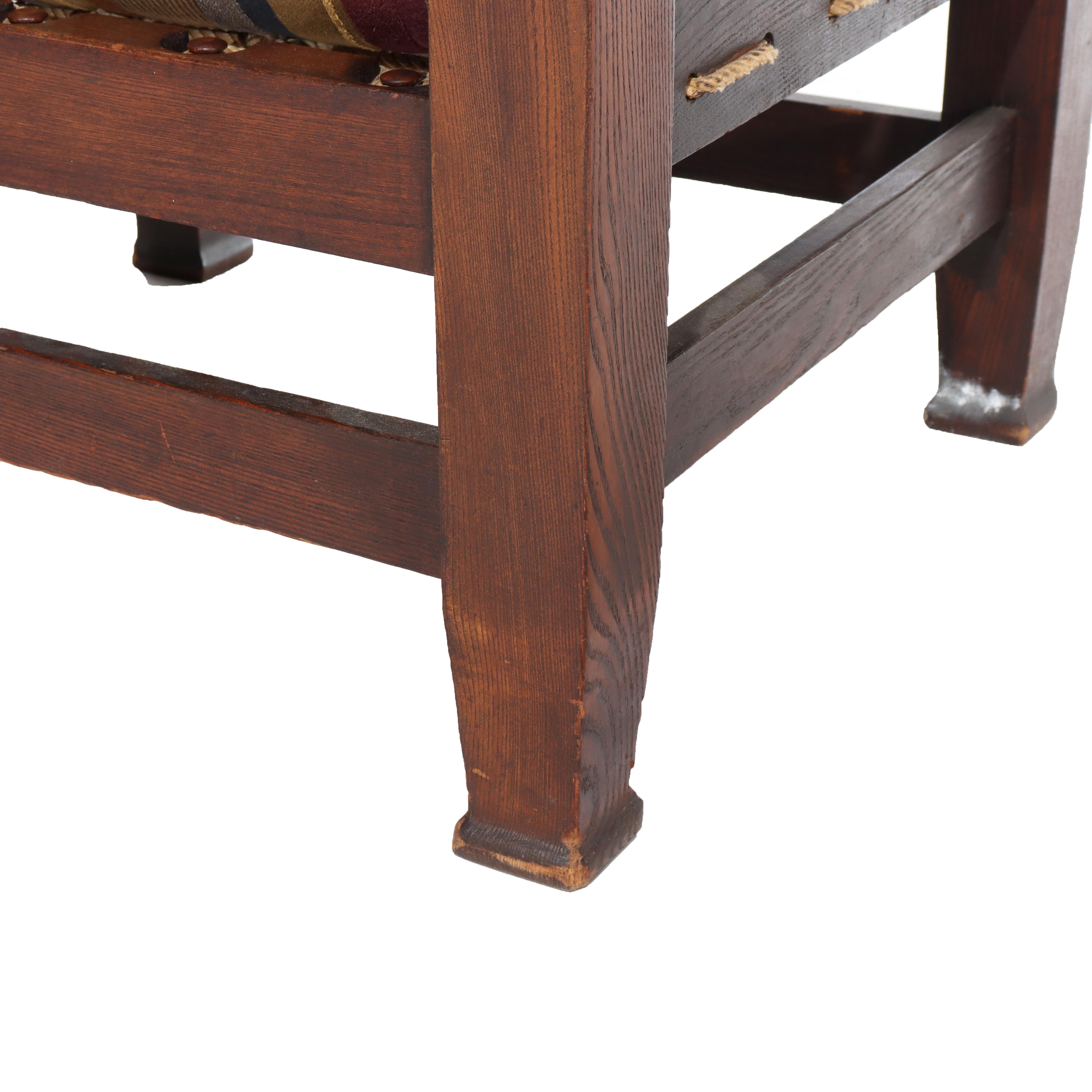Sillón Vintage Eastlake Stickley Estilo Misión Roble Sin Firmar 20thC (40 1/2