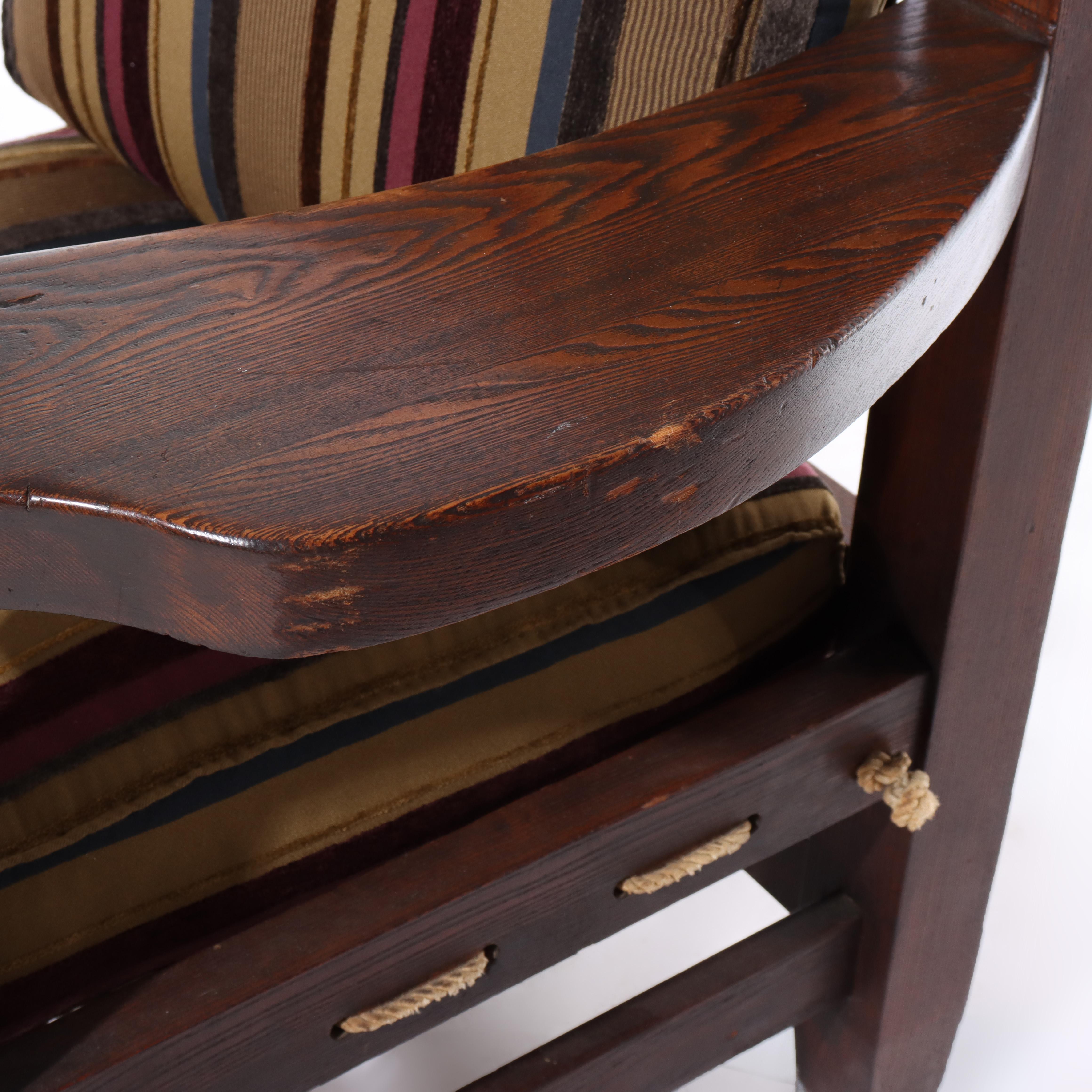 Sillón sobredimensionado Vintage Eastlake Stickley Style Mission Oak 20thC Roble en venta