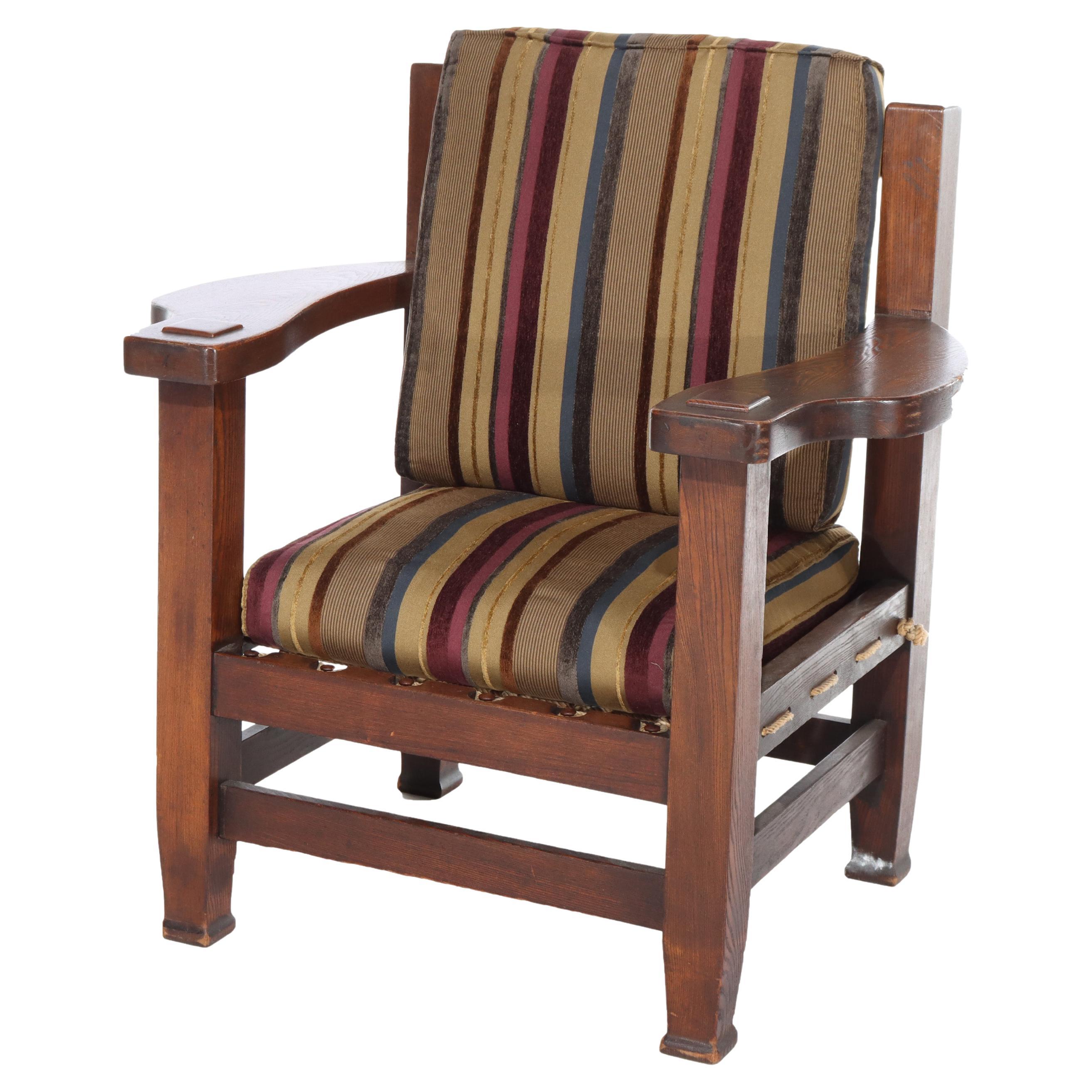 Fauteuil en chêne surdimensionné Vintage Eastlake Stickley Style Mission 20thC