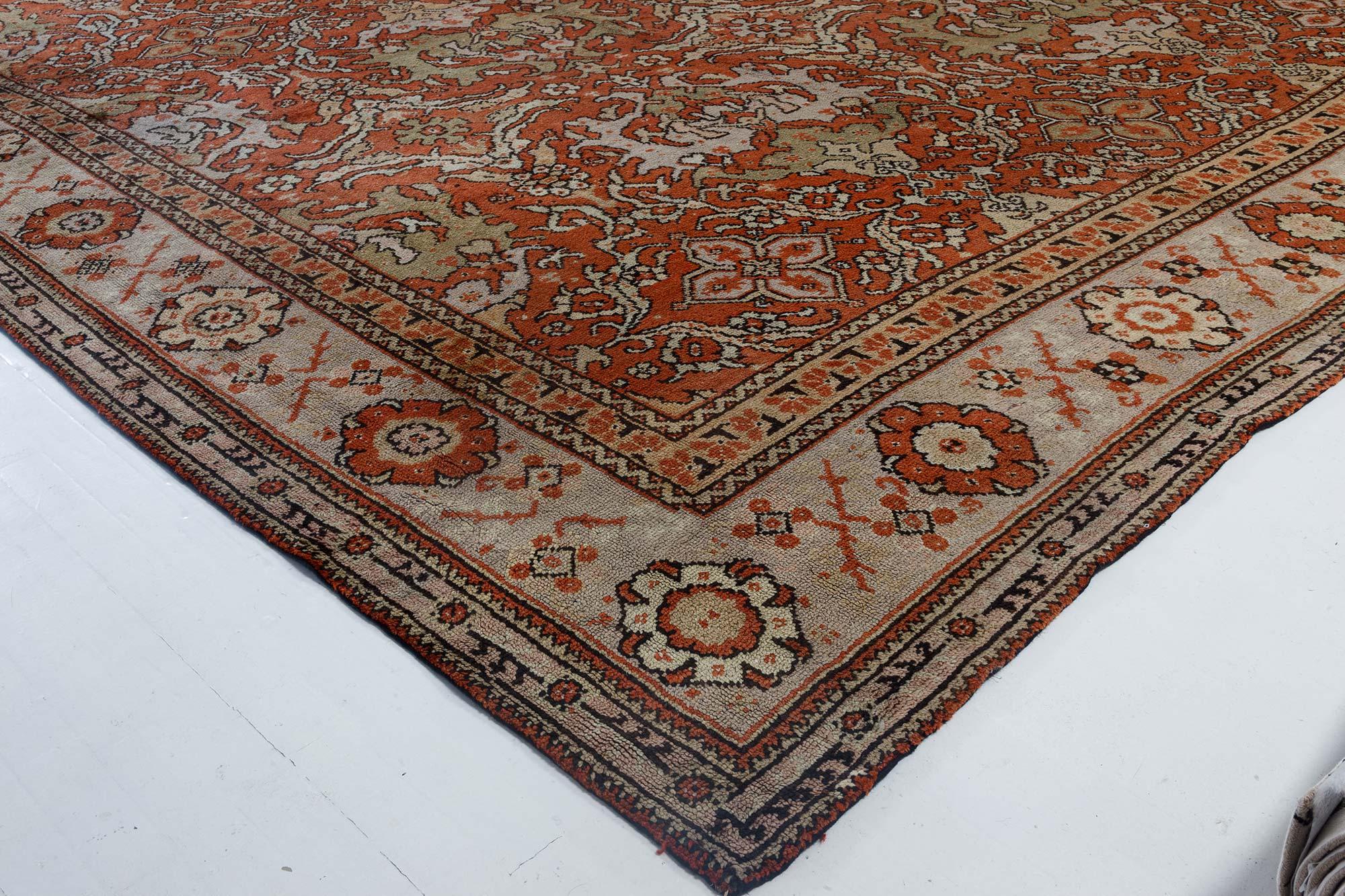 Oversized Vintage English Axminster Handmade Rug For Sale 2