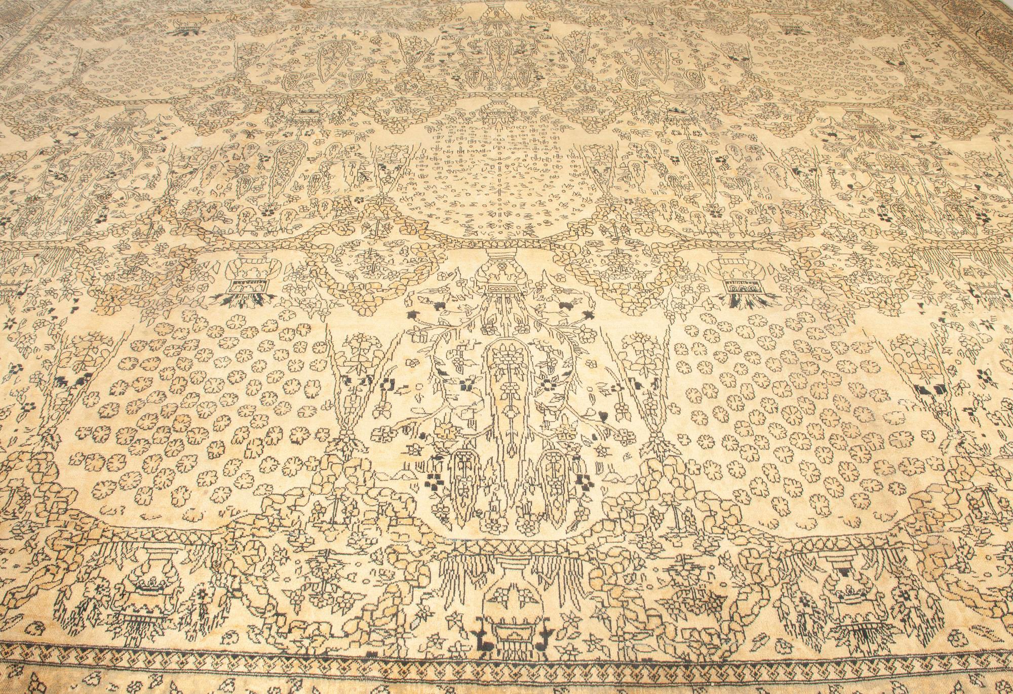 Hand-Woven Oversized Vintage Indian Carpet (size adjusted) For Sale