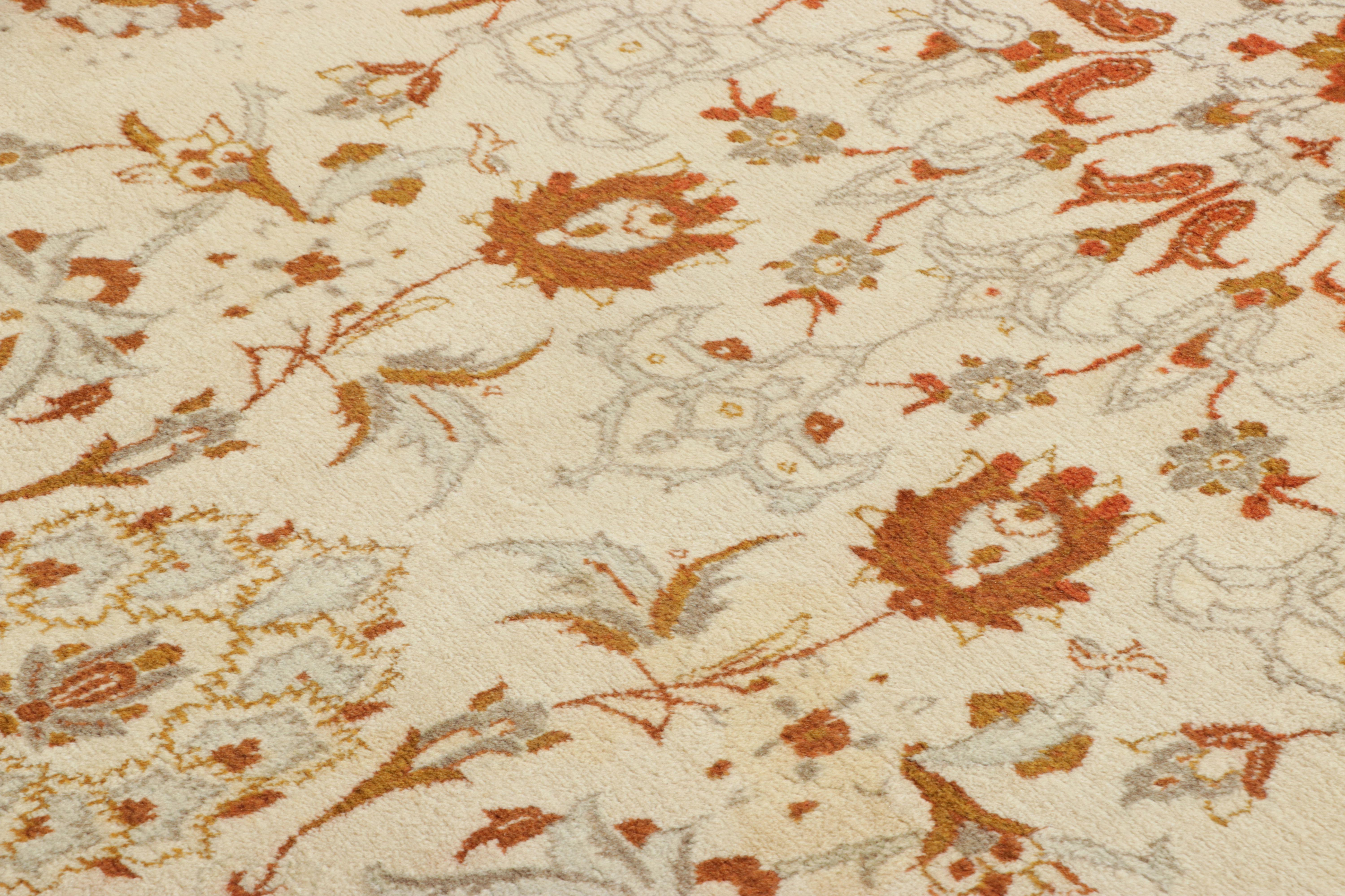 Tessuto a mano Tappeto persiano Kashan oversize in beige con motivi floreali - Rug & Kilim in vendita