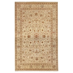 Tapis persan Kashan surdimensionné en beige avec motifs floraux - Rug & Kilim