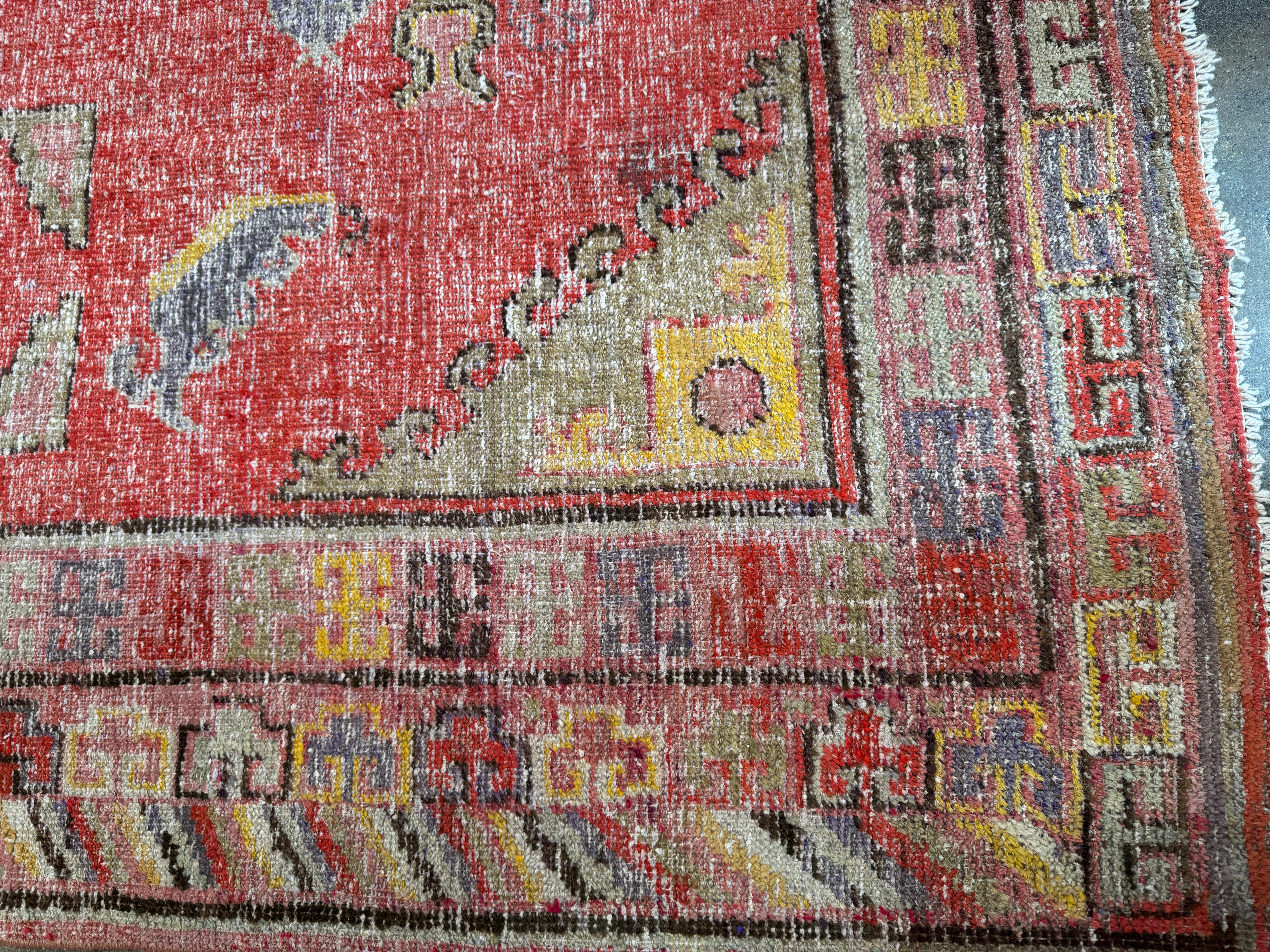 Alfombra Vintage Khotan Samarkanda Sobredimensionada Con Símbolos Tribales - 11'5