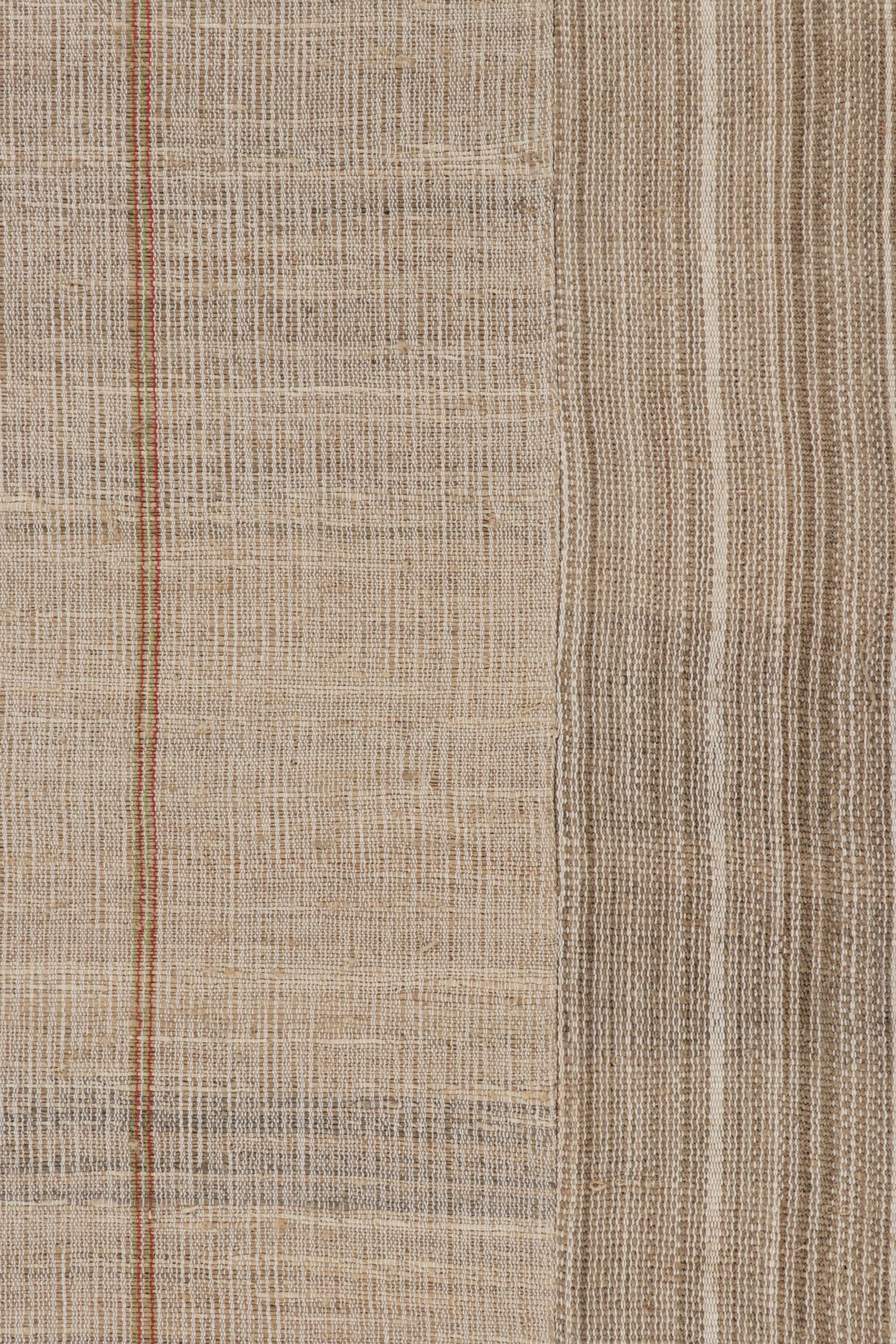 Übergroßer Vintage Kilim in Beige-Braun und Creme Geometrische Streifen - Rug & Kilim (Wolle) im Angebot