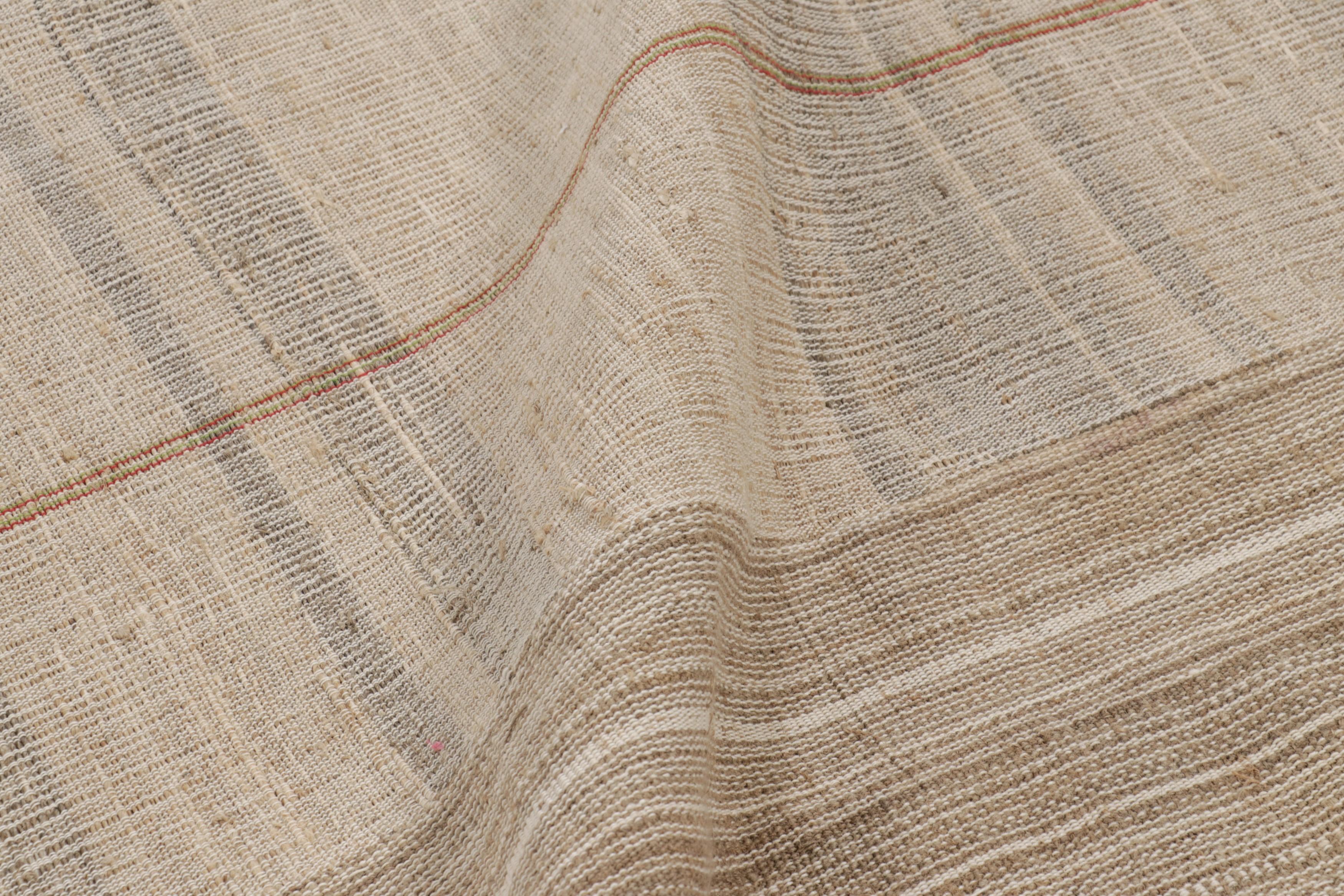 Übergroßer Vintage Kilim in Beige-Braun und Creme Geometrische Streifen - Rug & Kilim im Angebot 1