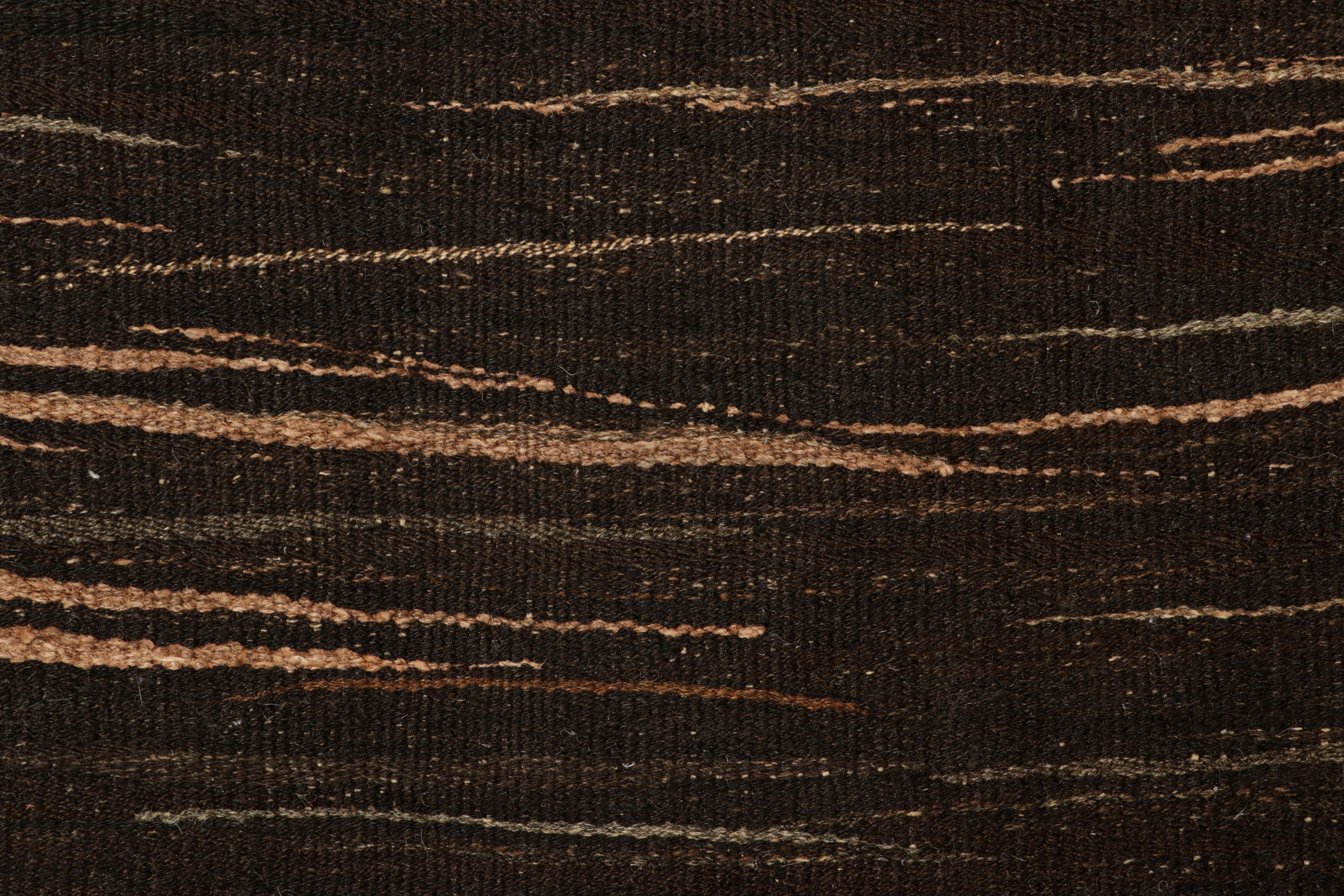 Turkish Oversized Vintage Kilim in Chocolate Brown Tones and Muted Stripes  Rug & Kilim For Sale