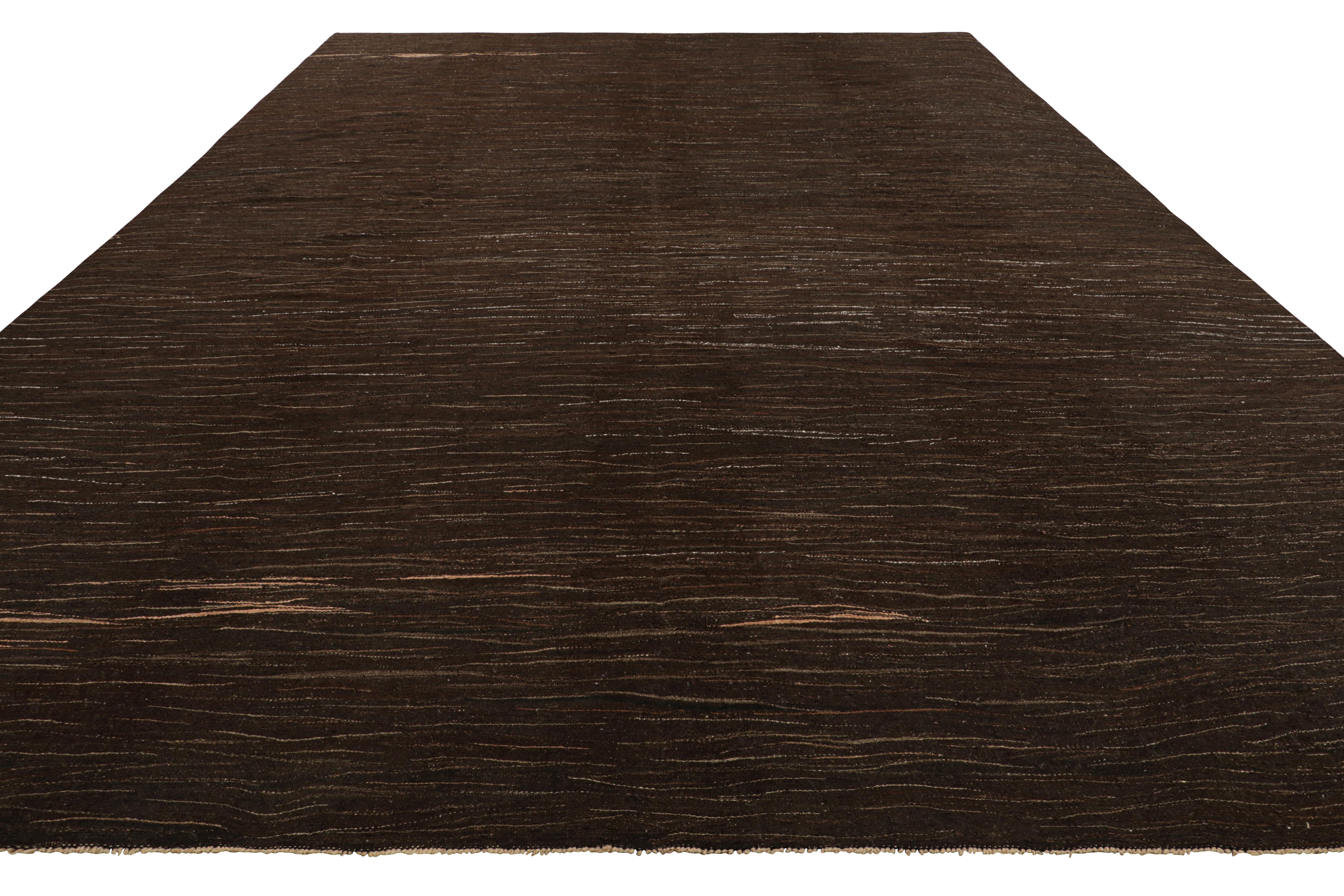 Oversized Vintage Kilim in Chocolate Brown Tones and Muted Stripes  Rug & Kilim In Good Condition For Sale In Long Island City, NY