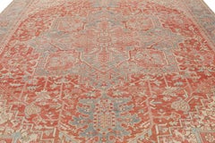 Oversized Vintage Malayer Rug in Red with Floral Medallion, from Rug & Kilim