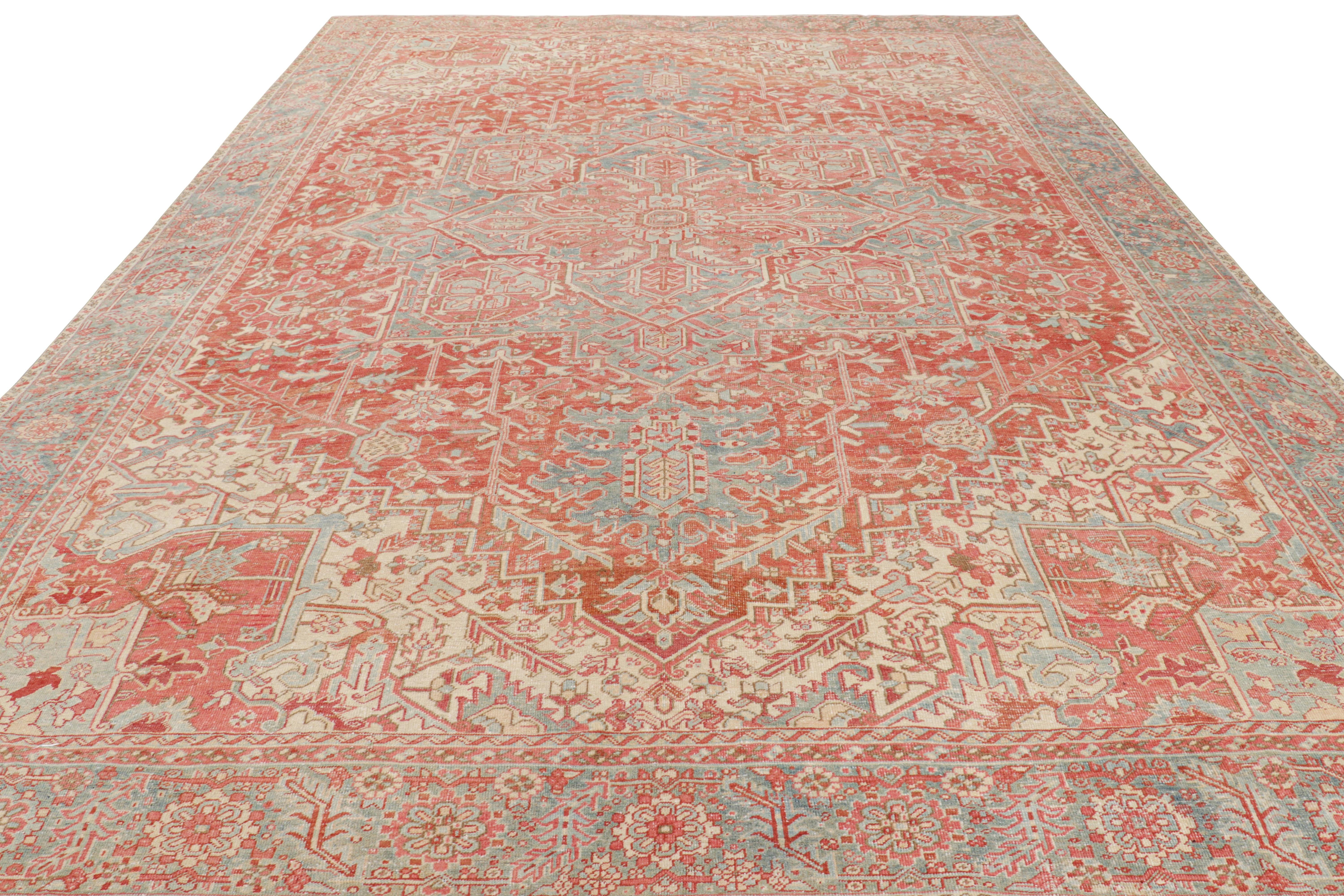 Hand-Knotted Oversized Vintage Malayer Rug in Red with Floral Medallion, from Rug & Kilim For Sale