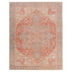 Oversized Vintage Malayer Rug in Red with Floral Medallion, from Rug & Kilim
