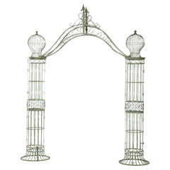 Oversized Vintage Metal Wire Verdigris Garden Entry Archway 20thC