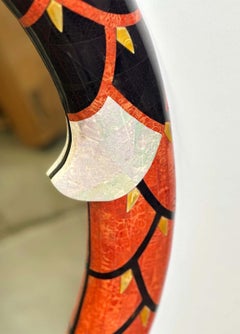 Oversized Vintage Mirror with Mother of Pearl Details by Muramasa Kudo