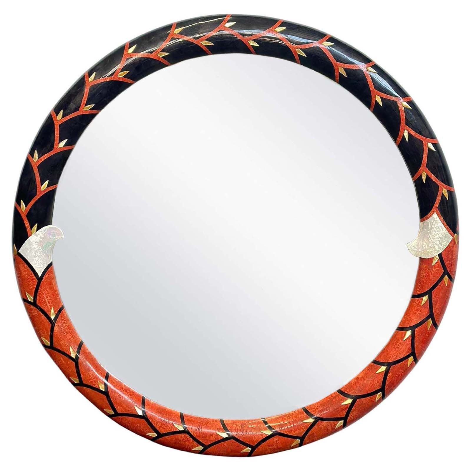 Oversized Vintage Mirror with Mother of Pearl Details by Muramasa Kudo