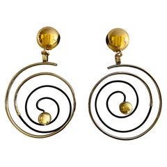Oversized Vintage Mixed Metal Swirl Earrings