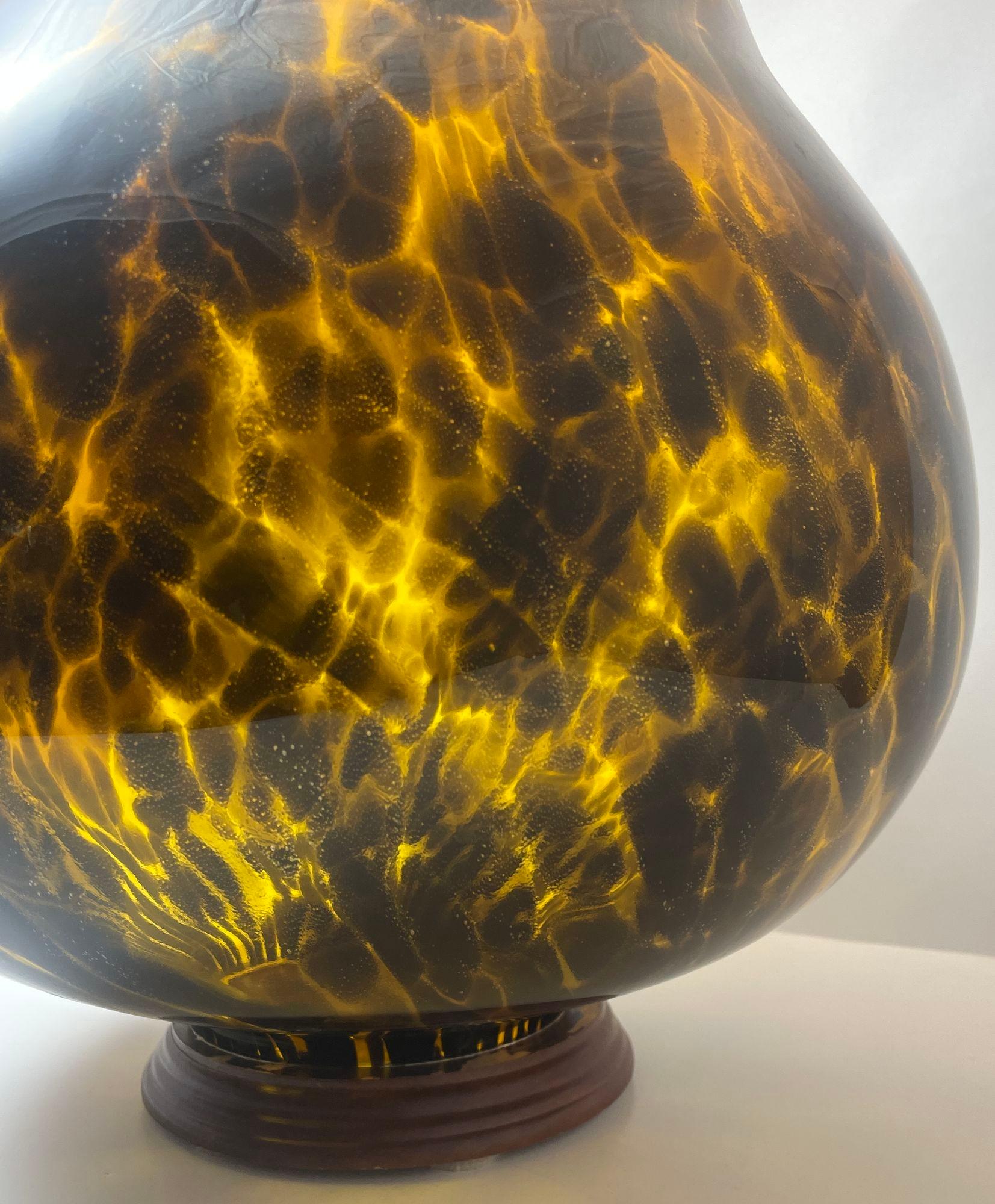 Oversized Vintage Murano Tortoise Hand Blown Art Glass Giant Pear 2ft Tall 1950 In Good Condition For Sale In North Hollywood, CA