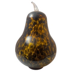 Oversized Antique Murano Tortoise Hand Blown Art Glass Giant Pear 2ft Tall 1950