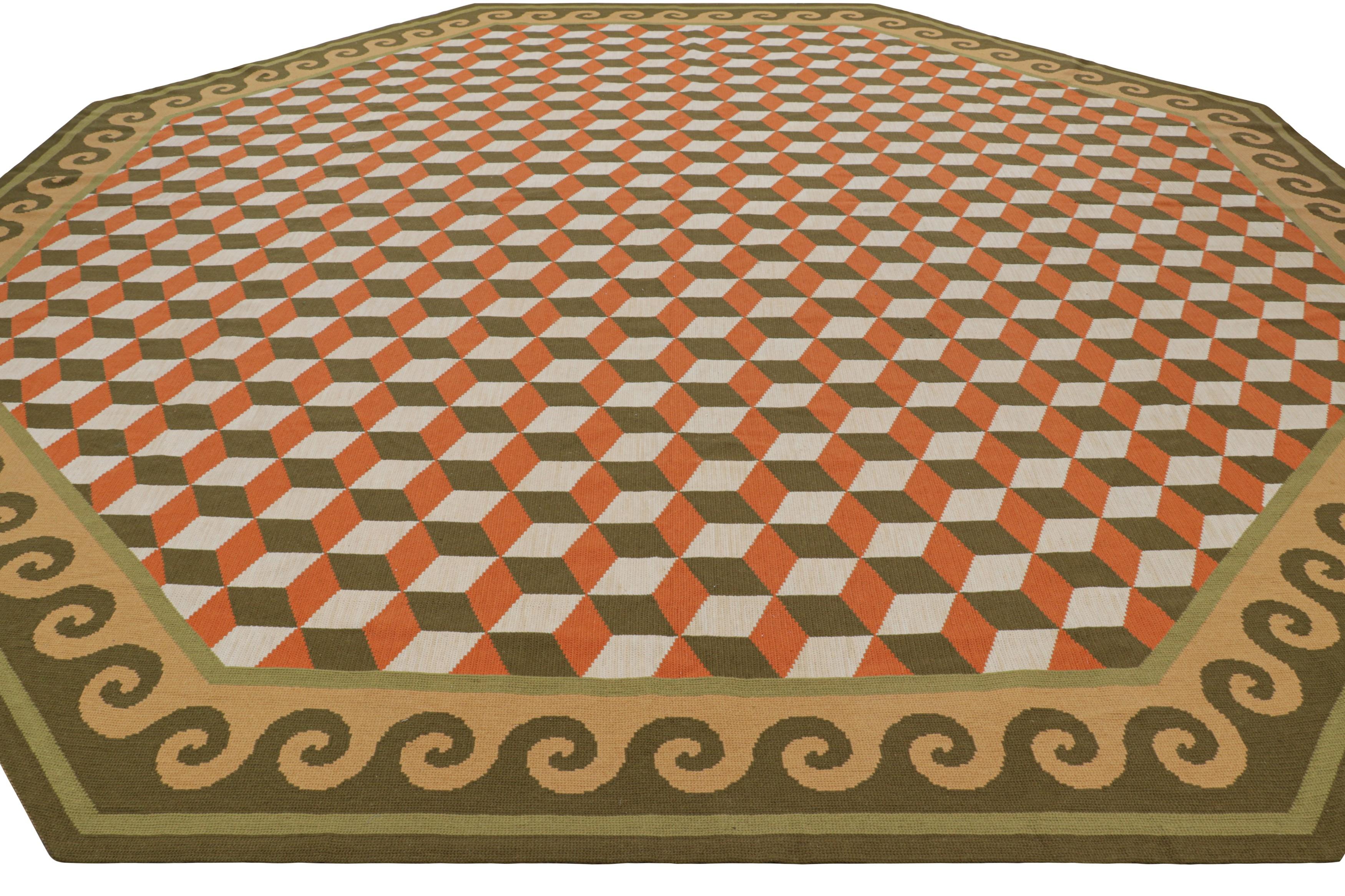 Übergroßer achteckiger Vintage-Nadelspitze-Teppich mit geometrischem Muster  Rug & Kilim (Handgeknüpft) im Angebot