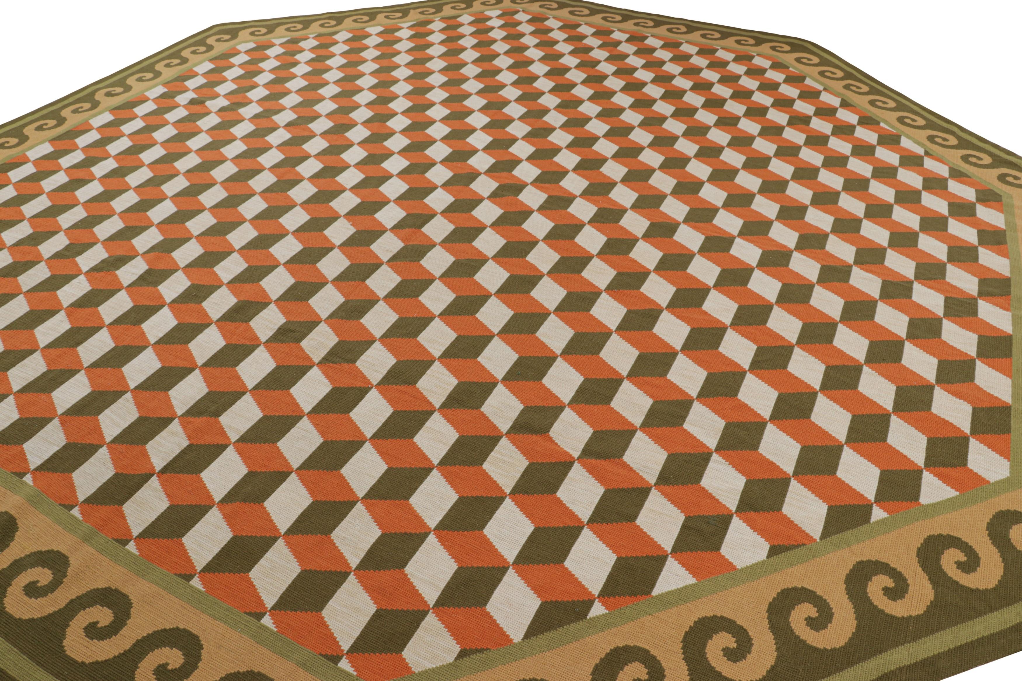 Übergroßer achteckiger Vintage-Nadelspitze-Teppich mit geometrischem Muster  Rug & Kilim im Zustand „Gut“ im Angebot in Long Island City, NY