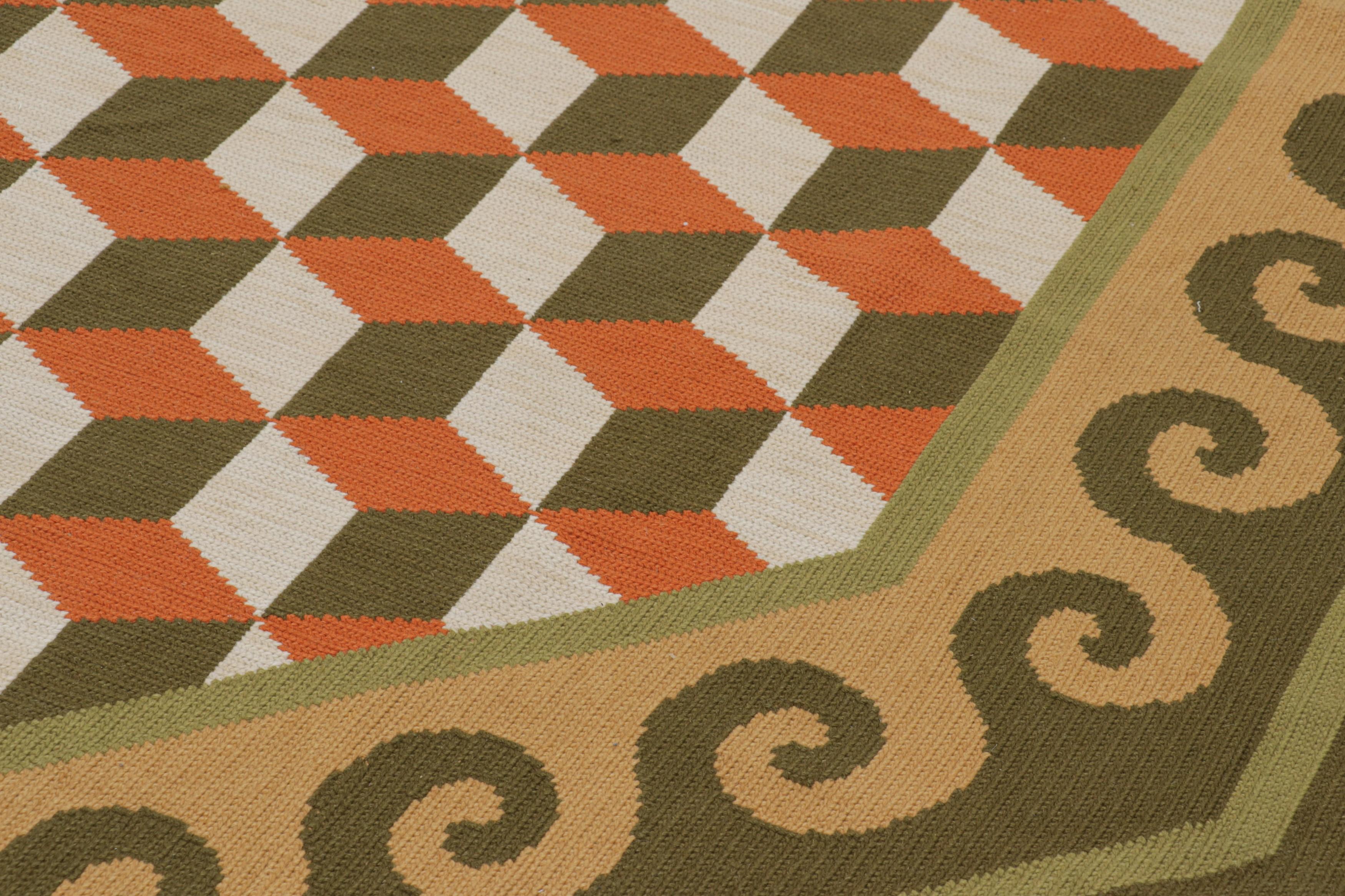 Übergroßer achteckiger Vintage-Nadelspitze-Teppich mit geometrischem Muster  Rug & Kilim (Mitte des 20. Jahrhunderts) im Angebot