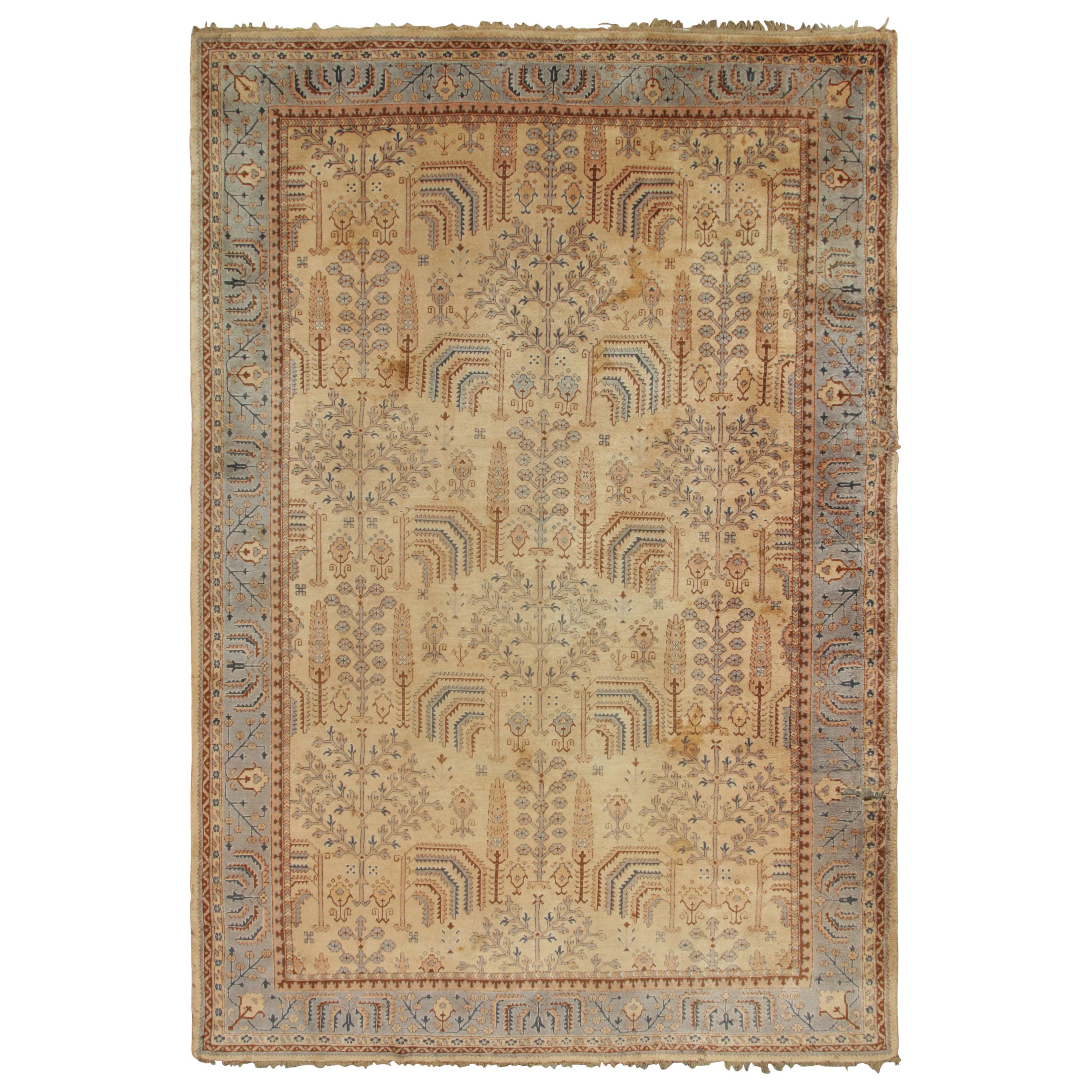 Oversized Vintage Oushak Rug in Beige with Tree of Life Motifs - Rug & Kilim For Sale
