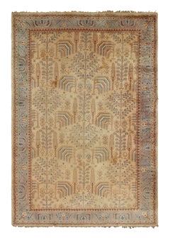 Tappeto Oushak vintage oversize in beige con motivi di alberi della vita - Rug & Kilim