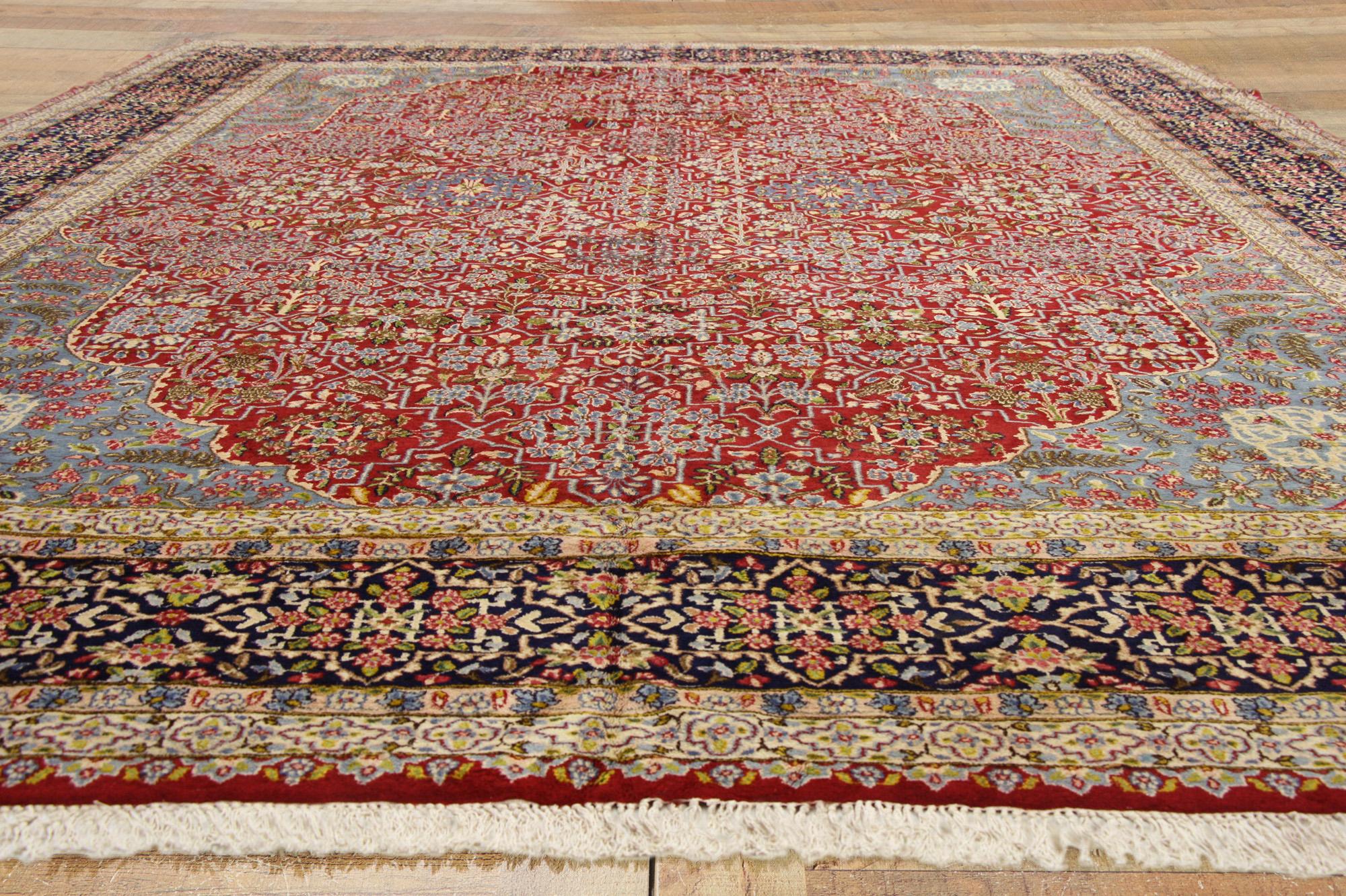Alfombra persa Kerman de 1950 de estilo tradicional Lana en venta