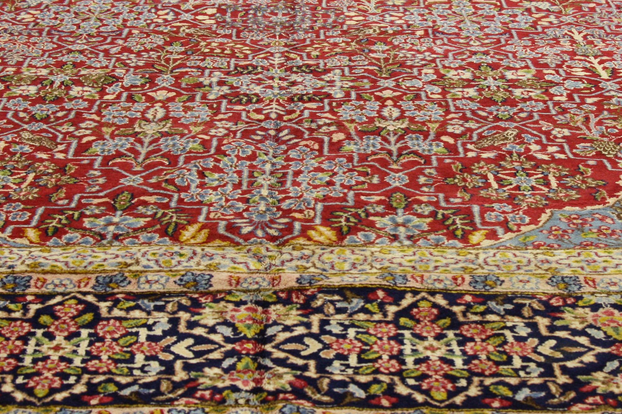 Alfombra persa Kerman de 1950 de estilo tradicional Anudado a mano en venta