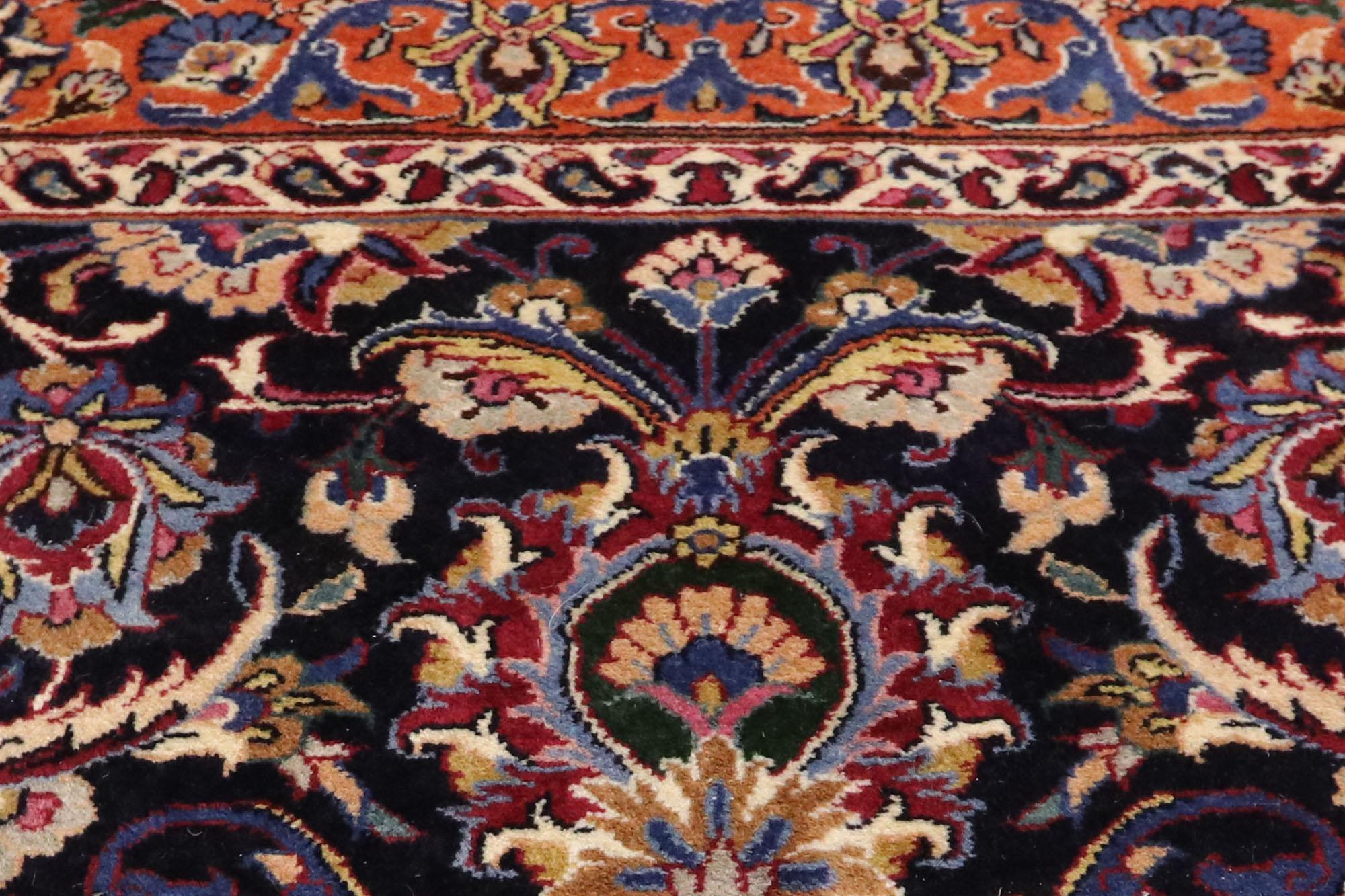 Kashan Oversized Vintage Persian Mashhad Rug, Regal Charm Meets Beguiling Beauty For Sale