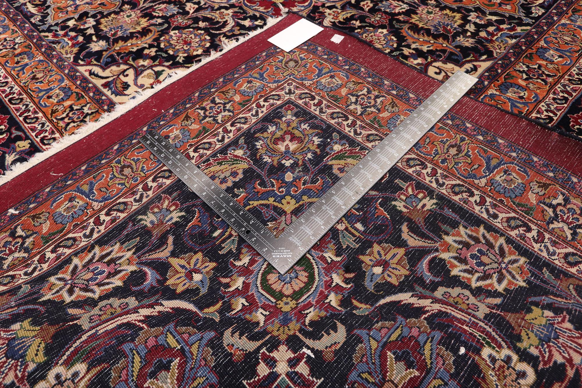 Hand-Knotted Oversized Vintage Persian Mashhad Rug, Regal Charm Meets Beguiling Beauty For Sale