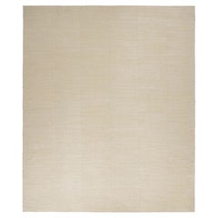 Oversized Vintage Persian Mazandaran Kilim in Subtle White Stripes - Rug & Kilim