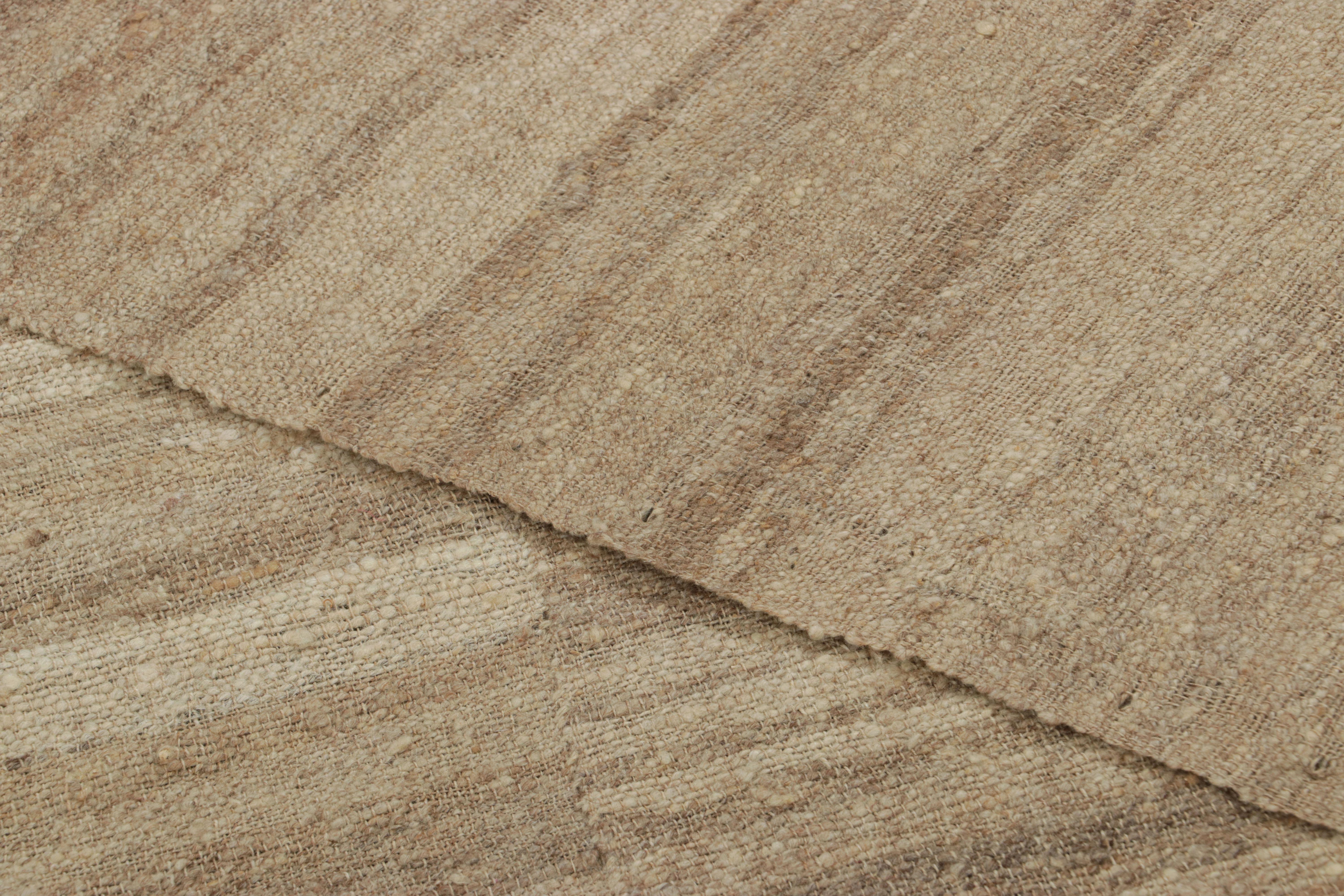 Oversized Vintage Persian Mazandaran Kilim in Taupe Striped Pattern -Rug & Kilim For Sale 1