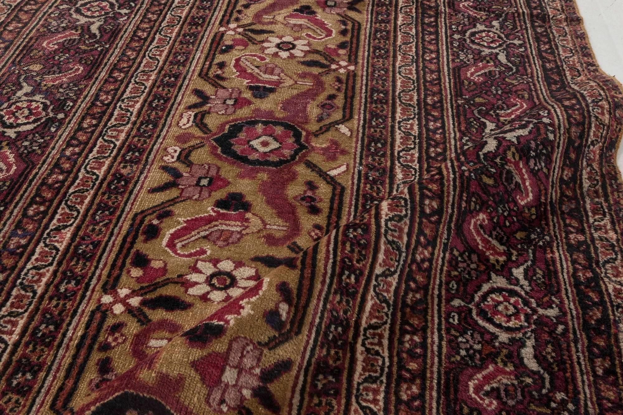 Hand-Woven Oversized Vintage Persian Meshad Handmade Rug For Sale