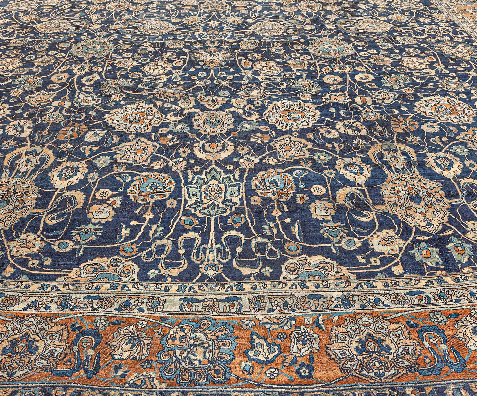Oversized Vintage Persian Tabriz Handmade Wool Rug In Good Condition For Sale In New York, NY