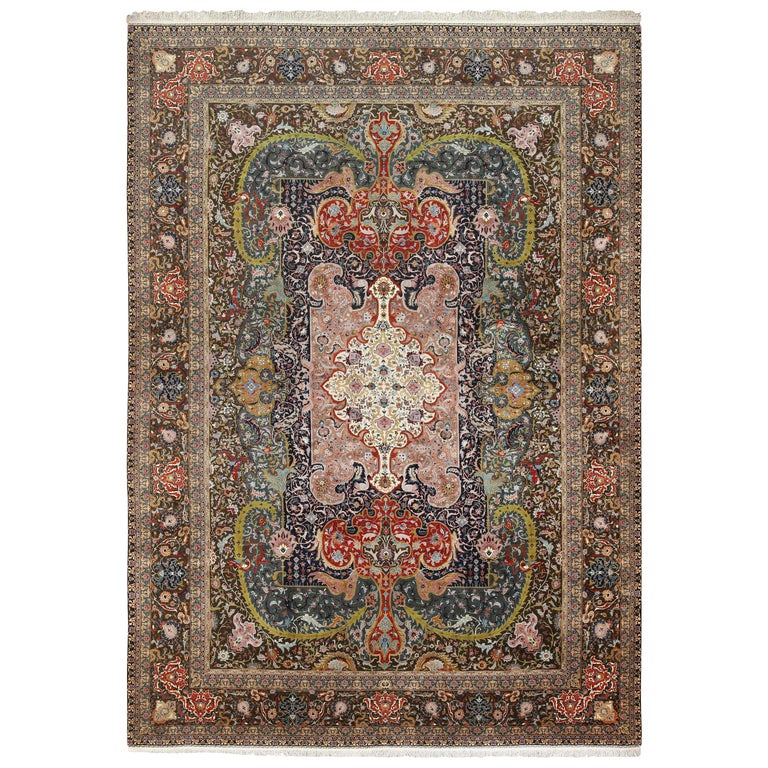Oversized Vintage Persian Tabriz Rug For Sale at 1stdibs