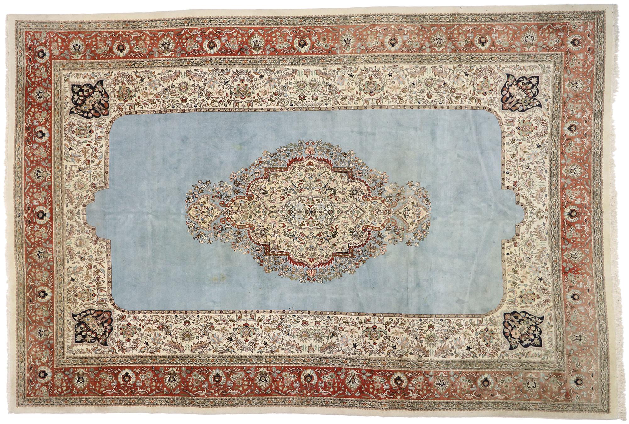 Oversized Vintage Persian Tabriz Rug, Regal Charm Meets Victorian Elegance For Sale 2