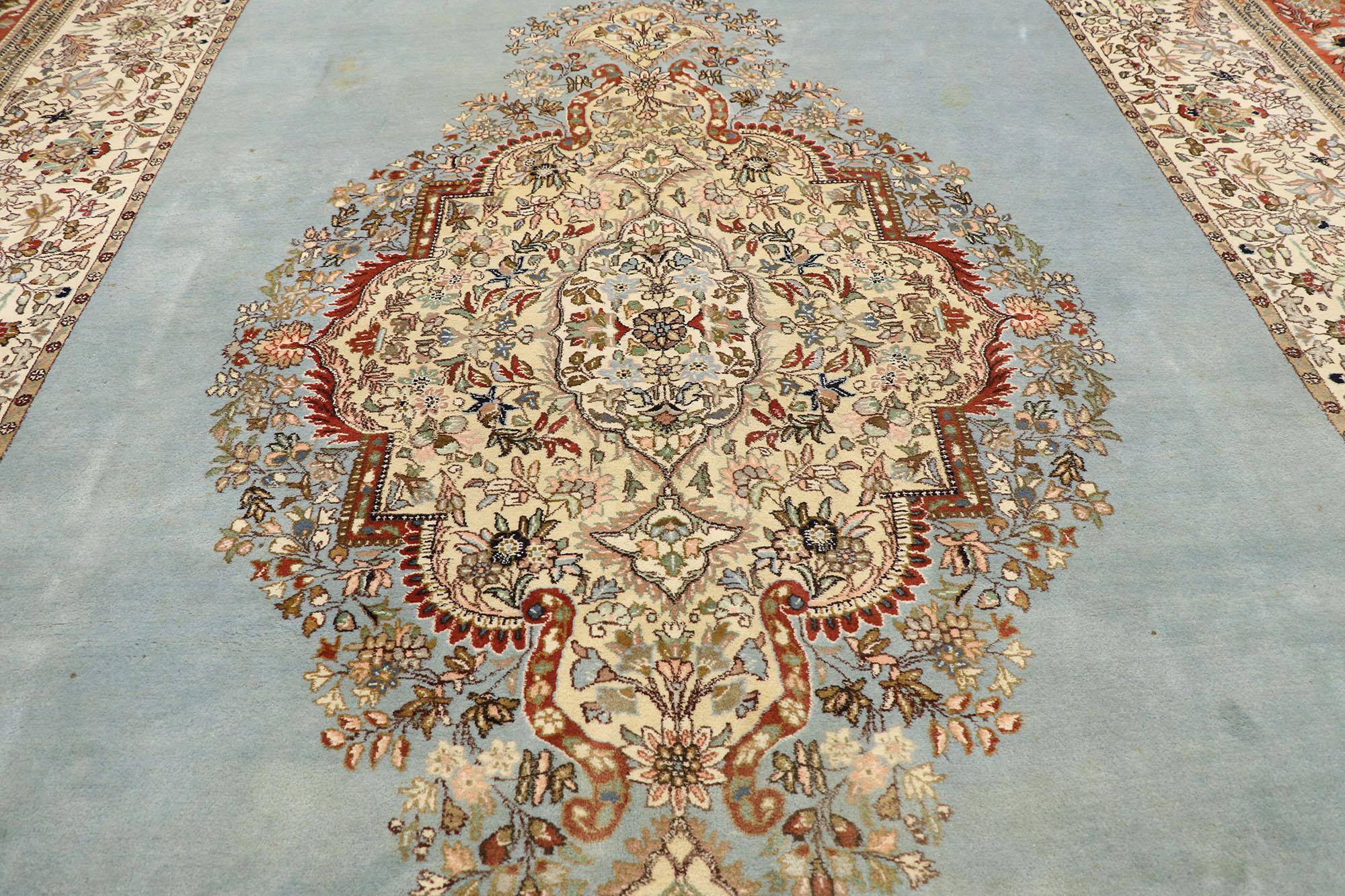 Hand-Knotted Oversized Vintage Persian Tabriz Rug, Regal Charm Meets Victorian Elegance For Sale