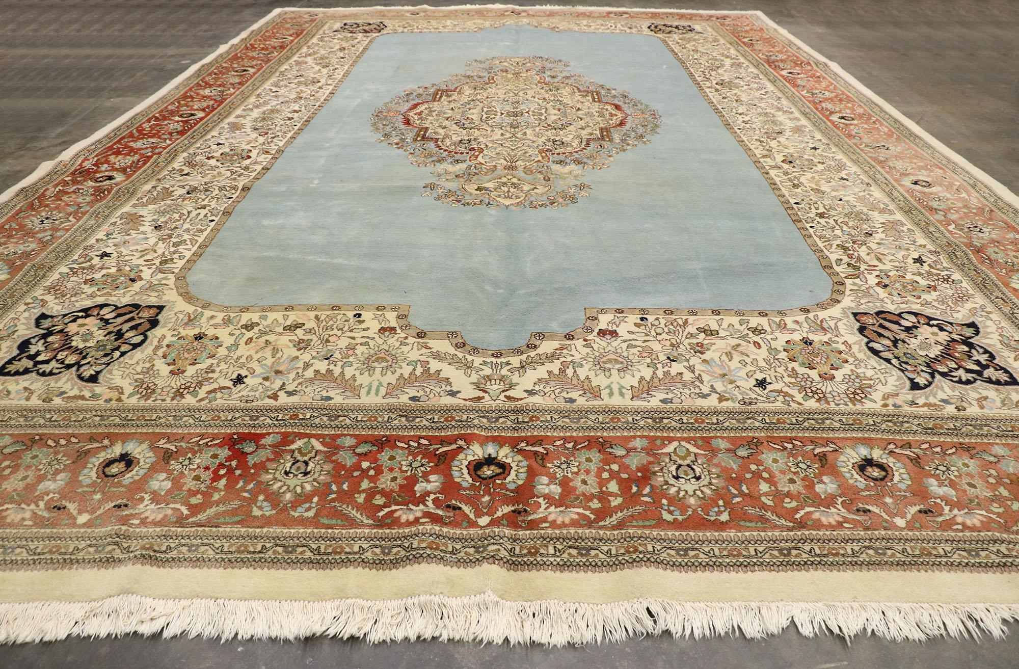 Wool Oversized Vintage Persian Tabriz Rug, Regal Charm Meets Victorian Elegance For Sale