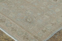 Oversized Vintage Persian Tabriz Rug with Blue & Ivory Florals - Rug & Kilim