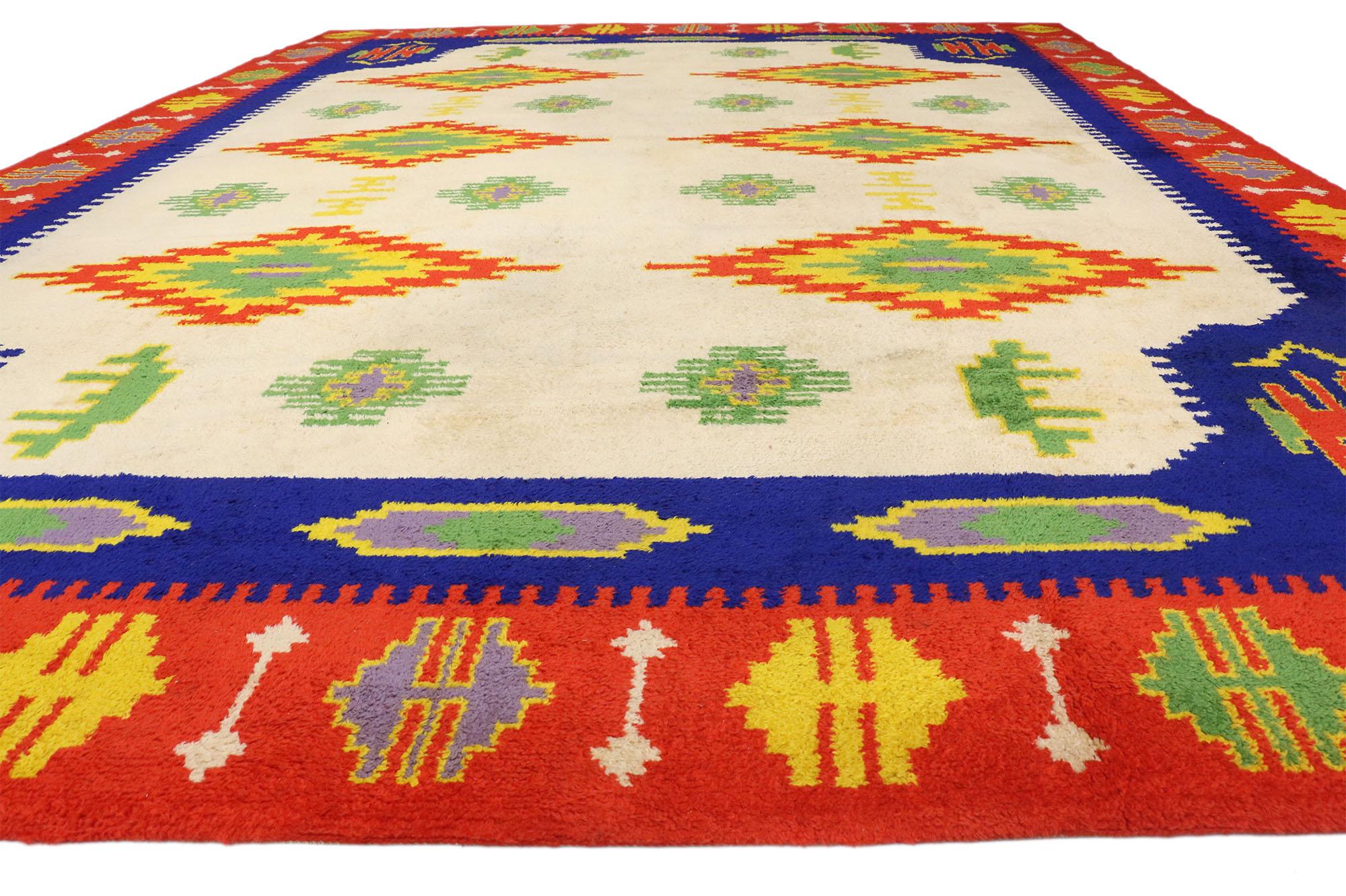 Tribal Oversized Vintage Rabat Moroccan Rug, Hotel Lobby Size Carpet For Sale