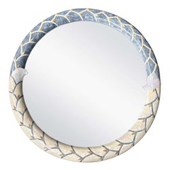 Miroir surdimensionné vintage en galuchat et nacre de Muramasa Kudo