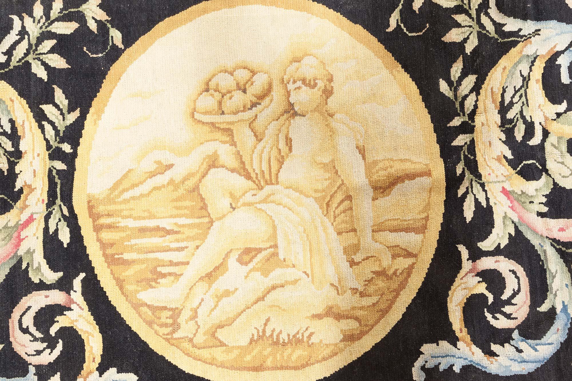 Oversized Vintage Spanish Savonnerie Rug Doris Leslie Blau In Good Condition For Sale In New York, NY