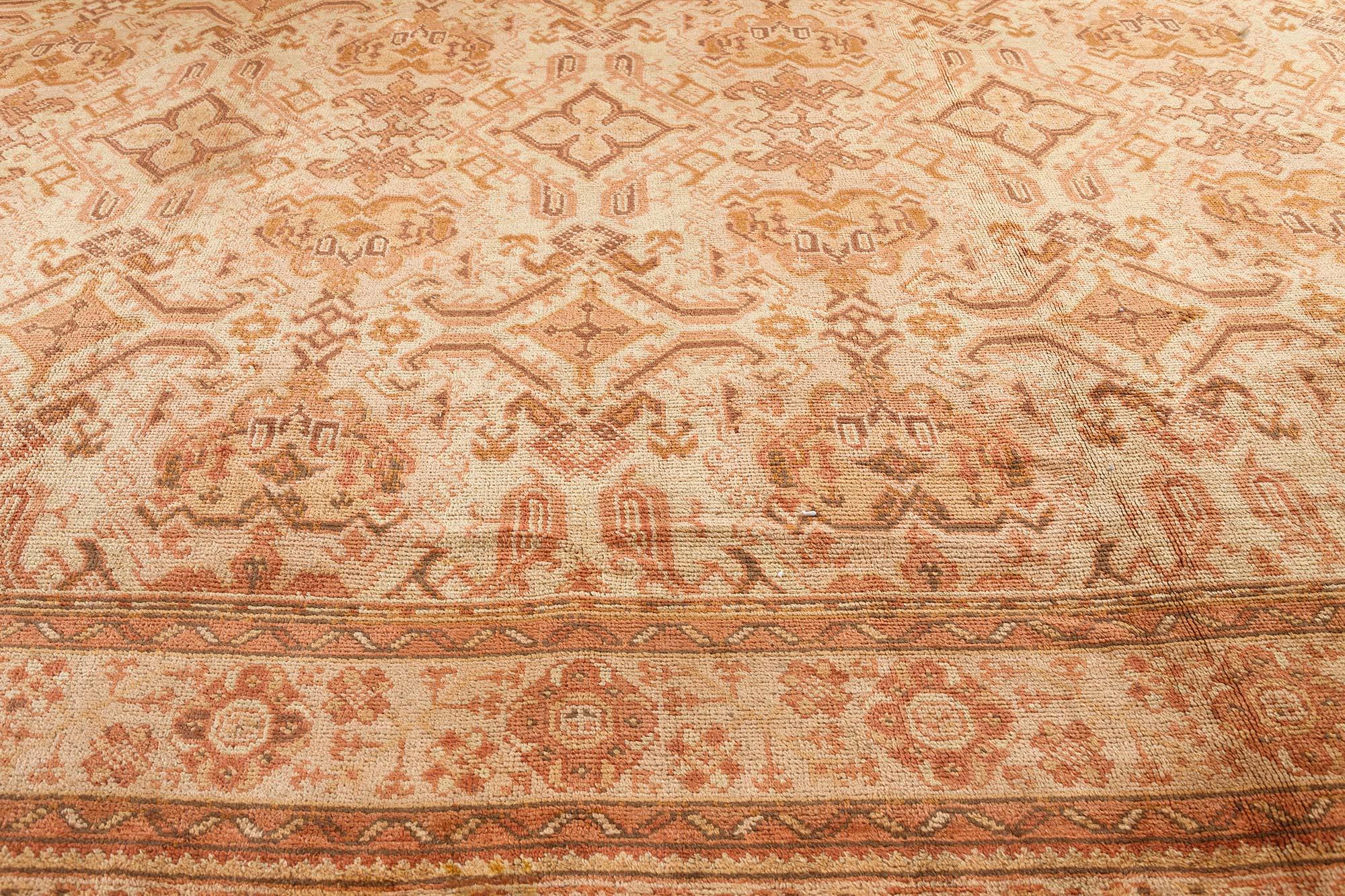 Wool Oversized Vintage Turkish Oushak Carpet For Sale