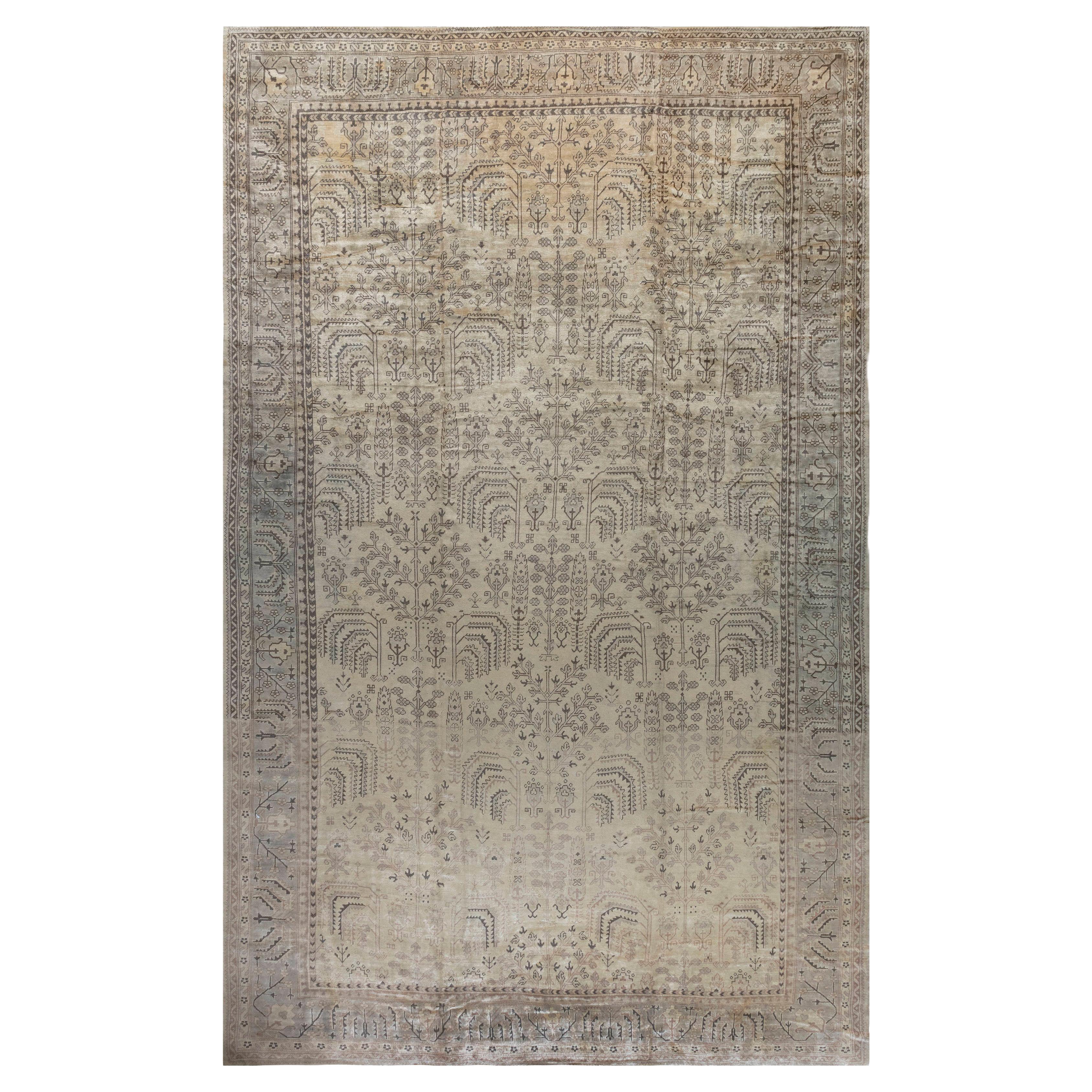 Oversized Modern Turkish Oushak Rug with Brightly Colored Floral Details For Sale at 1stDibs