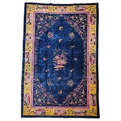 Oversized Walter Nichols Art Deco Chinese Rug, 1920s Pagoda Design, 11' x 18'