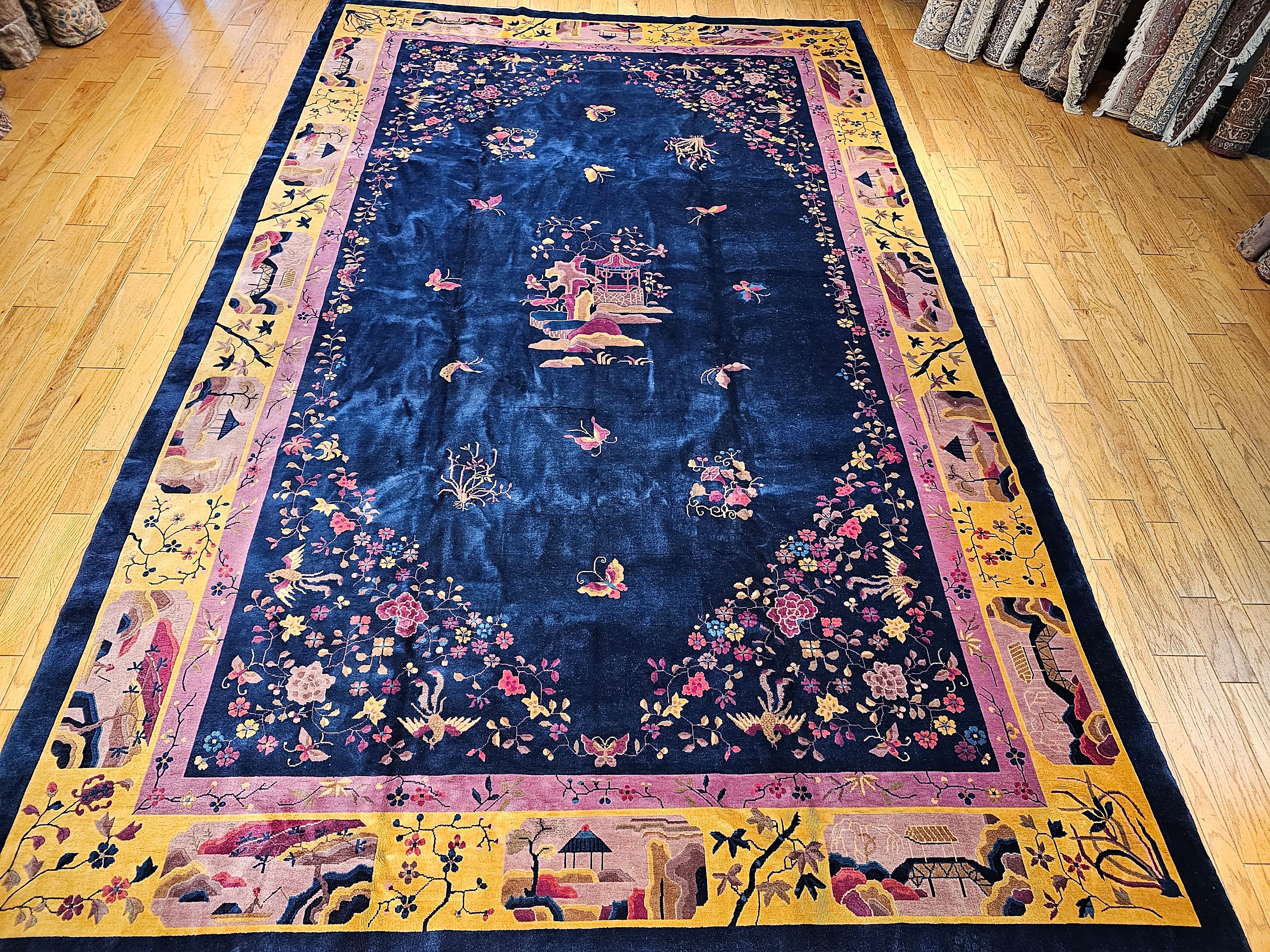 A magnificent example of oversized Walter Nichols Art Deco Chinese rug from the early 20th century.  ! Truly one of the most beautiful rugs ever made in China in a wonderful “like new” condition which is extremely rare for a rug over 100 years old.