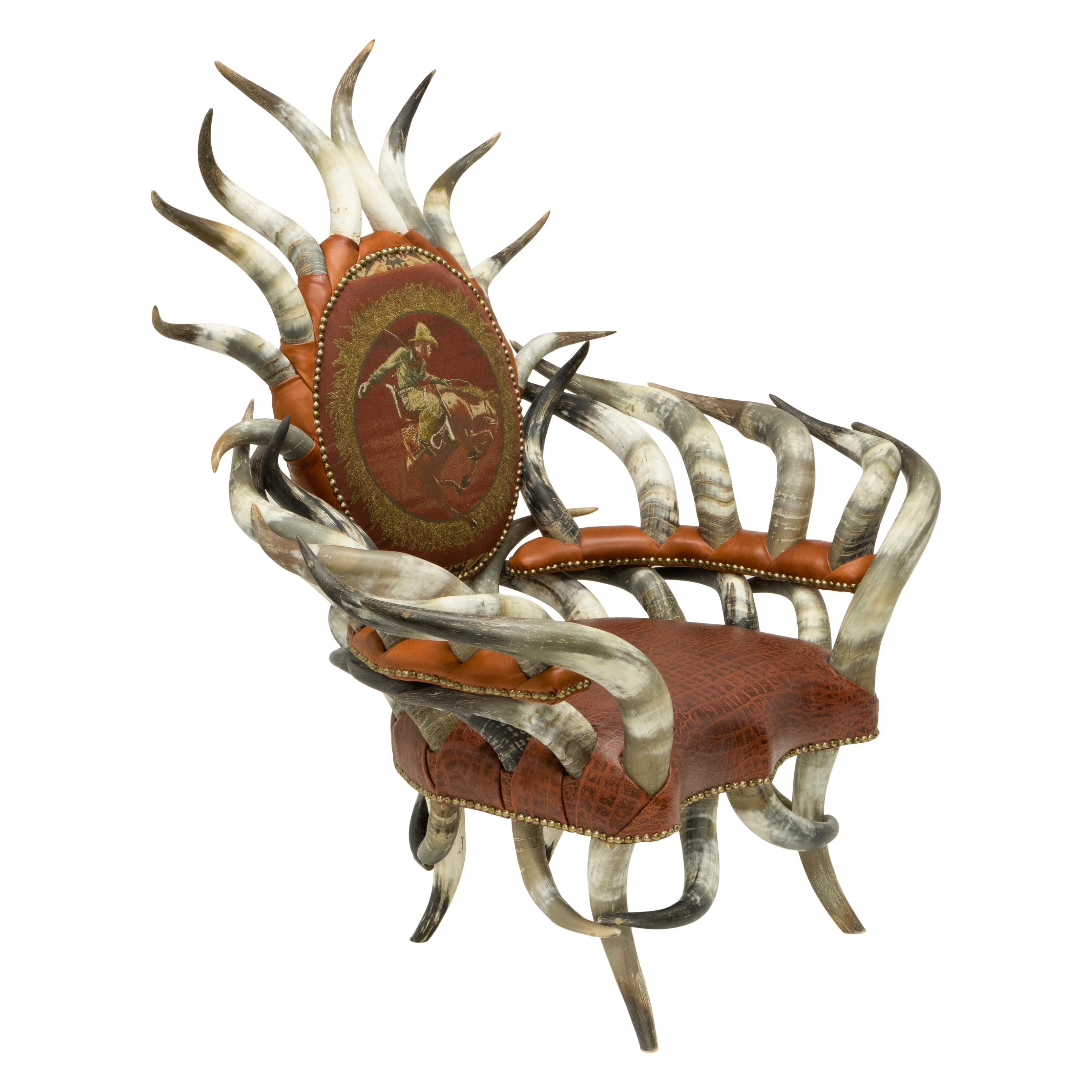 antique steer horn chair