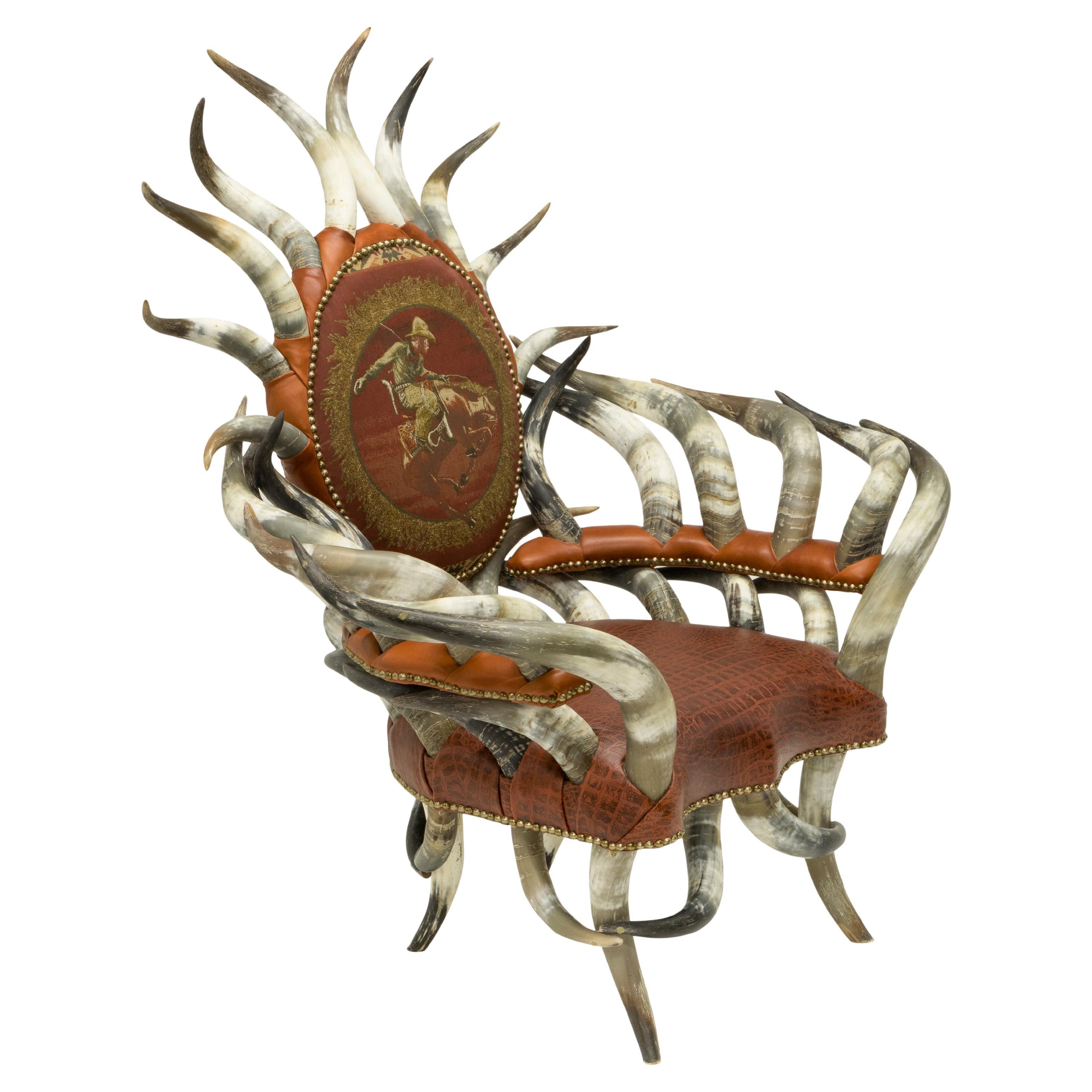 Oversized Western Steer Horn Chair