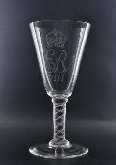 Oversized wine glass with airtwist stem, for the Coronation of Edward VIII 1937