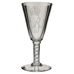 Vintage Oversized wine glass with airtwist stem, for the Coronation of Edward VIII 1937